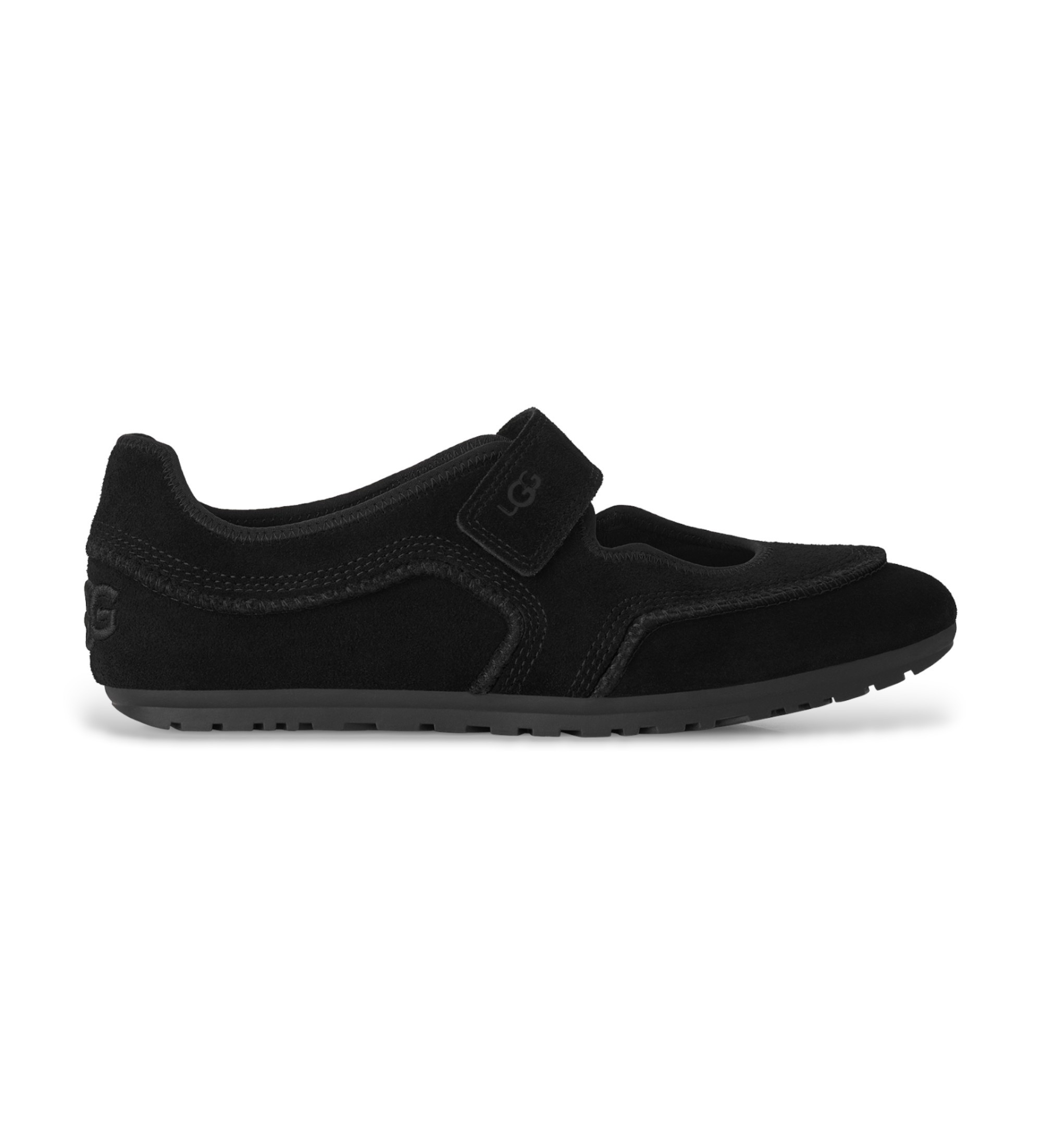 UGG für Damen. 1187530 Schwarze Mary-Jane-Halbschuhe aus Quill-Leder (38), Wohnung, Wildleder, Klettverschluss, Lässig