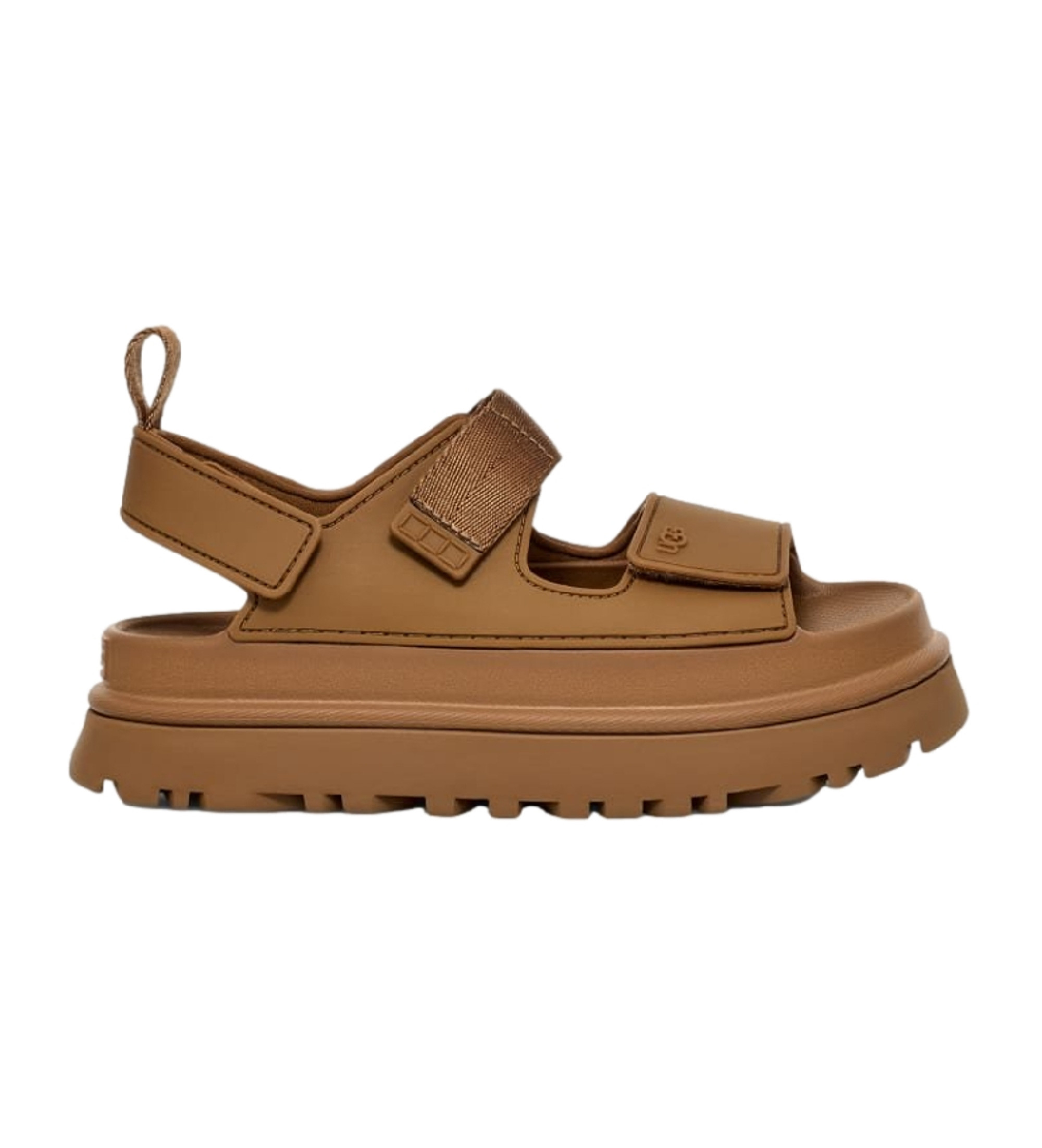 UGG für Damen. 1152685 Golden Glow braune Sandalen (37), Wohnung, 3 bis 5 cm, Klettverschluss, Lässig