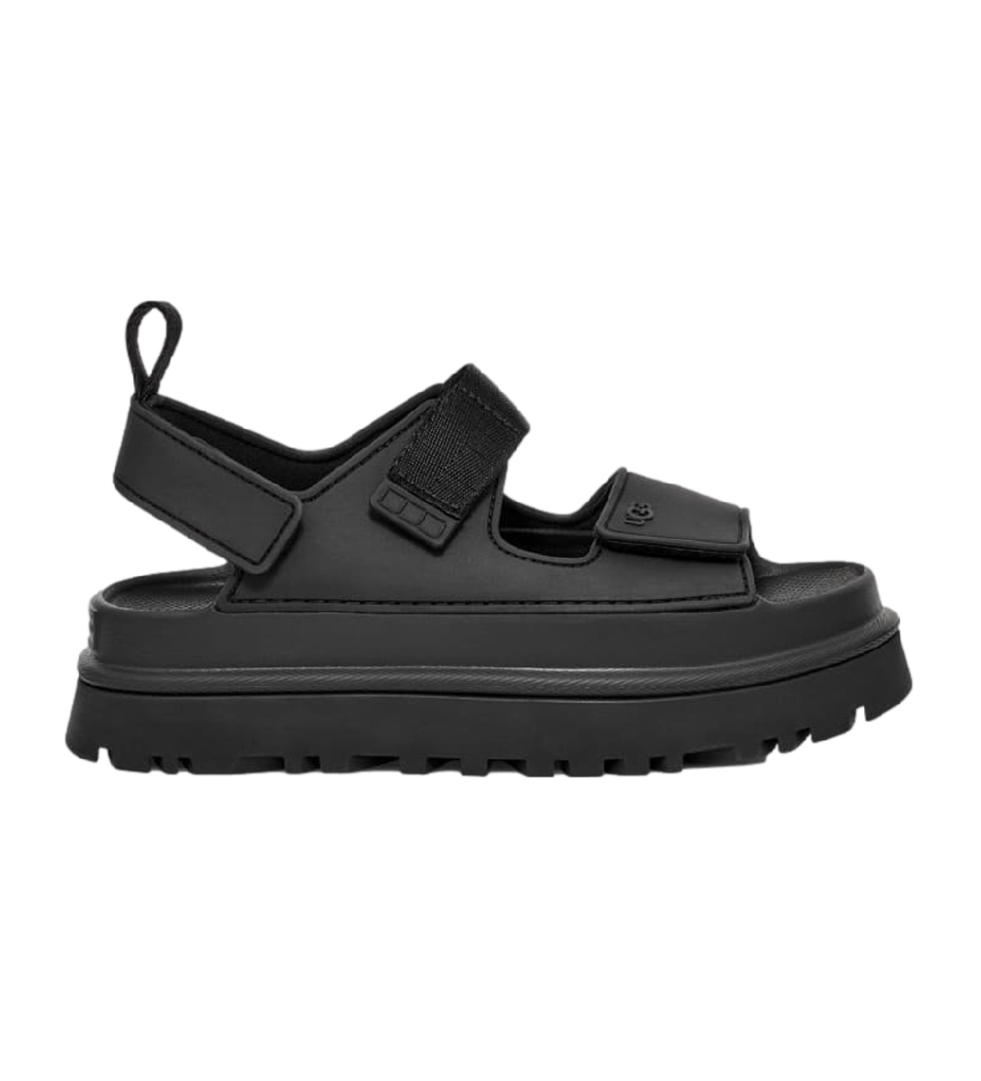 UGG für Damen. 1152685 Golden Glow Sandalen schwarz (36), Wohnung, 3 bis 5 cm, Klettverschluss, Lässig