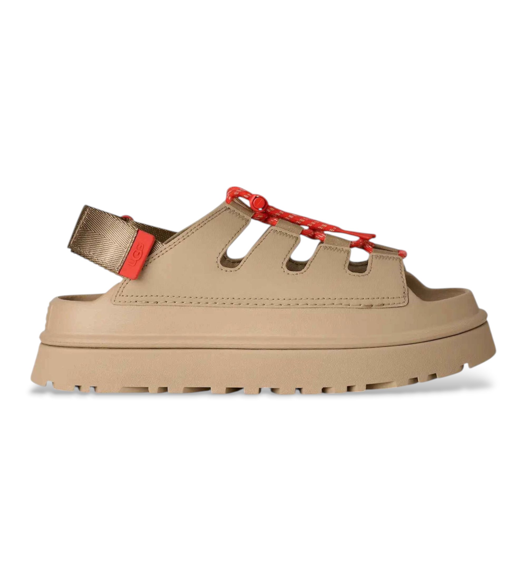 UGG für Damen. 1179370 GoldenGlow Toggle Braune Sandalen (40), 3 bis 5 cm, Schnürsenkel, Lässig, Nachhaltig, Recyceltes Polyester