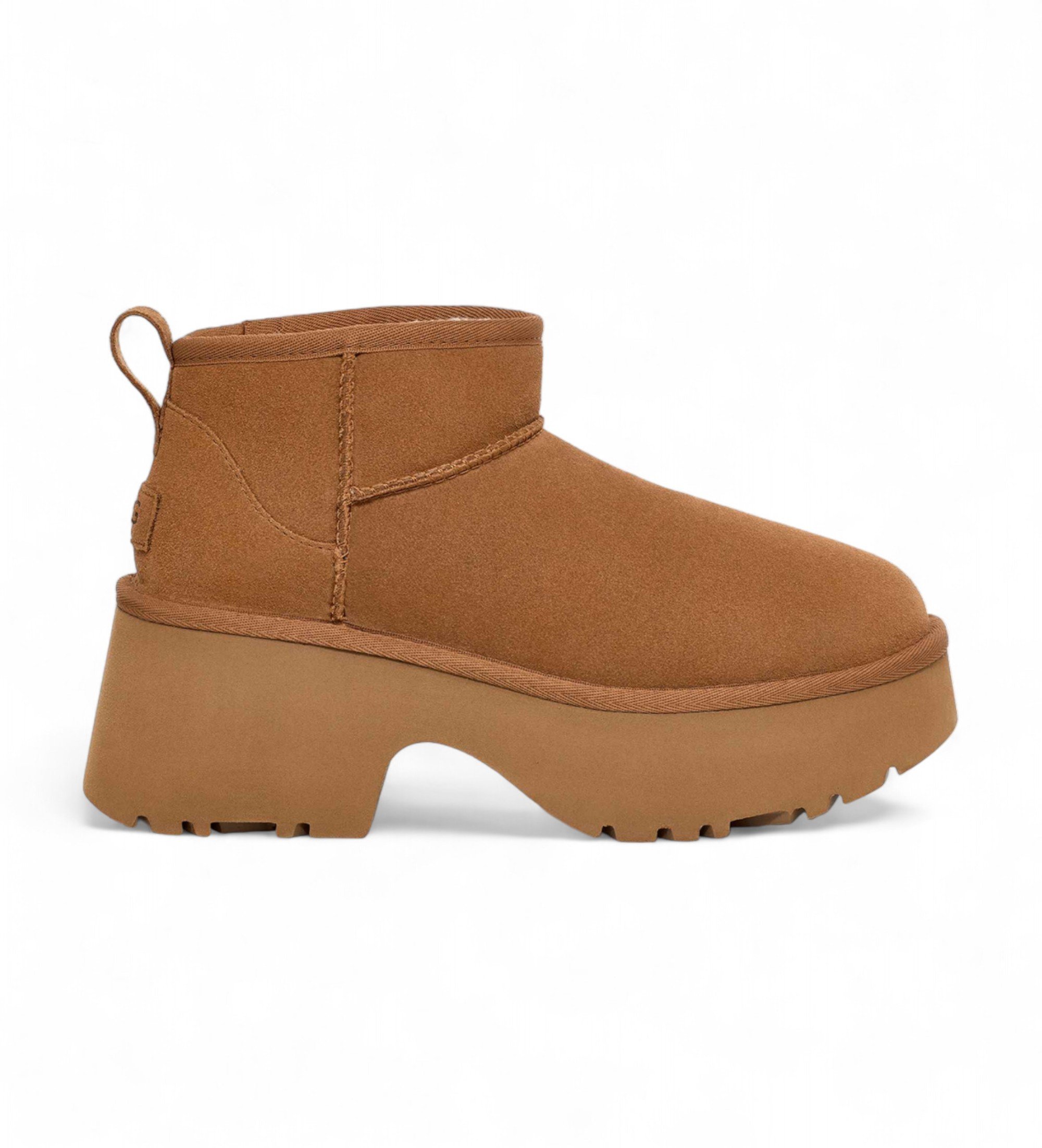 UGG für Damen. 1158311 Klassische Ultra Mini Neue Lederstiefeletten braun (41), 3 bis 5 cm, Keine, Lässig