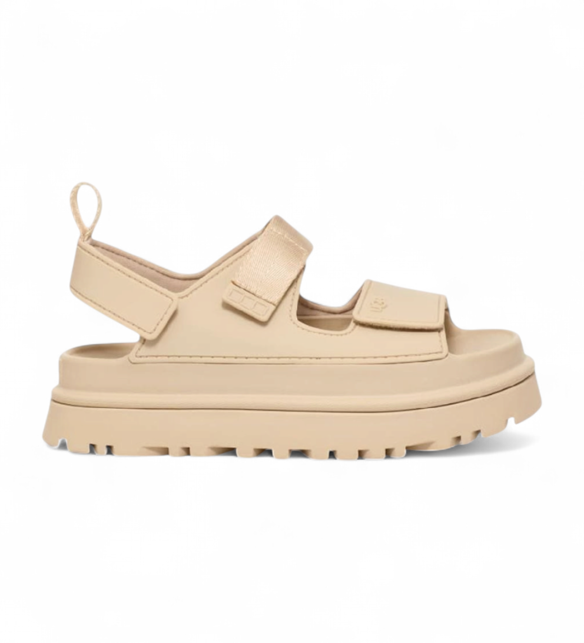 UGG für Damen. 1152685 GoldenGlow beige Sandalen (36), 3 bis 5 cm, Klettverschluss, Lässig
