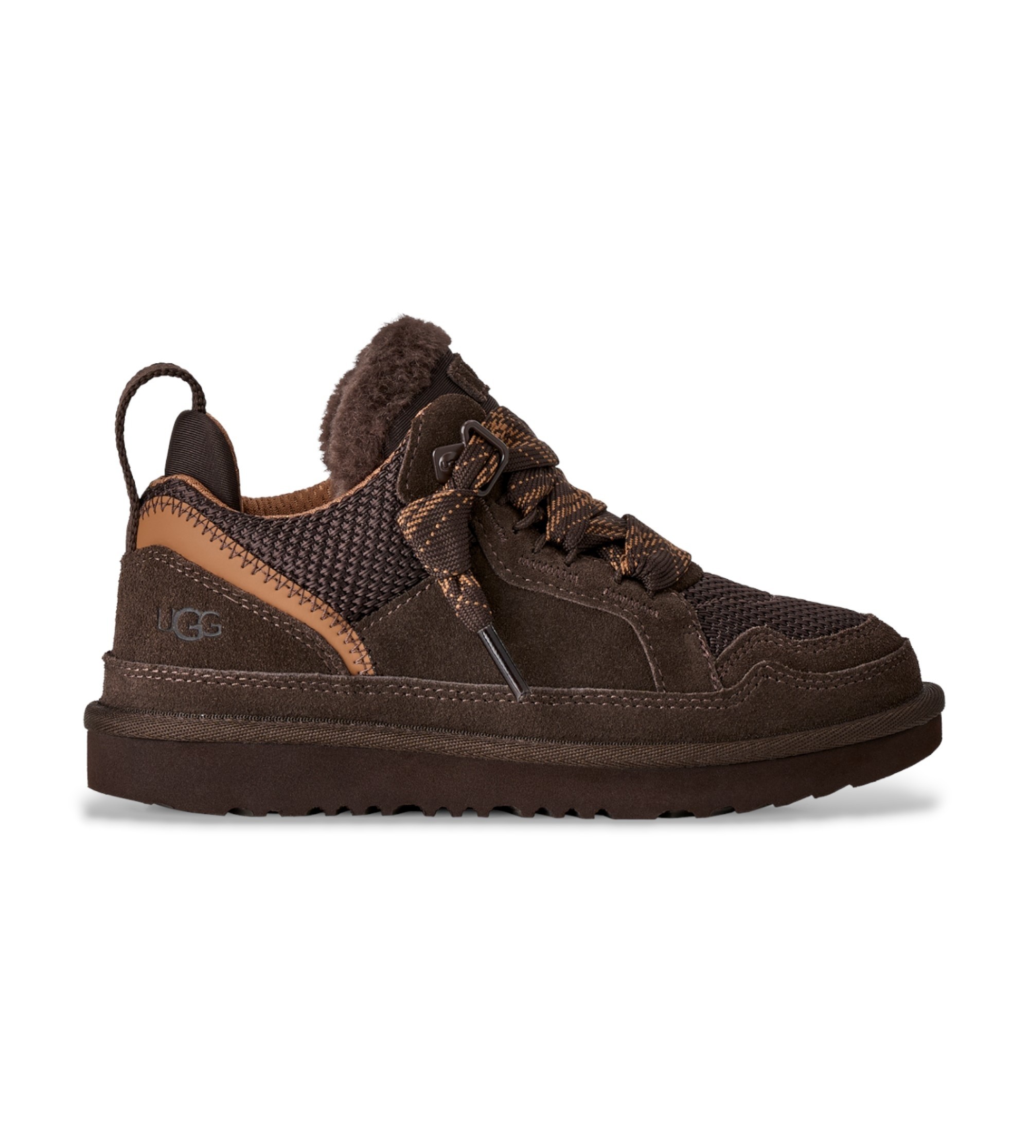 UGGunisex voor kinderen. 1152410K Lowmel sneakers van donkerbruin leer (13USA=31), Plat, Veters, Casual, kinderkleding