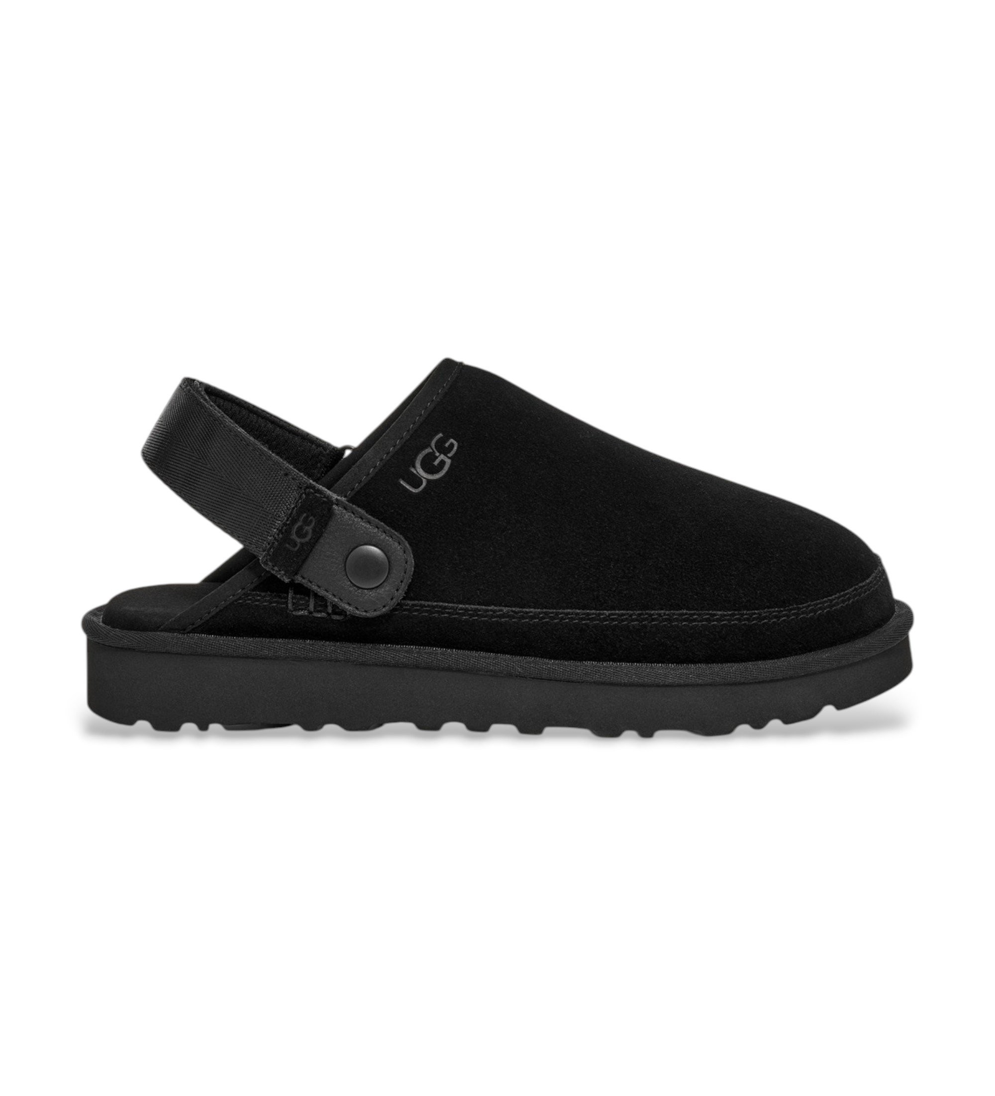 UGG für Herren. 1166915 Goldencoast Clog II Lederclogs schwarz (44), Wohnung, Wildleder, Klettverschluss, Lässig