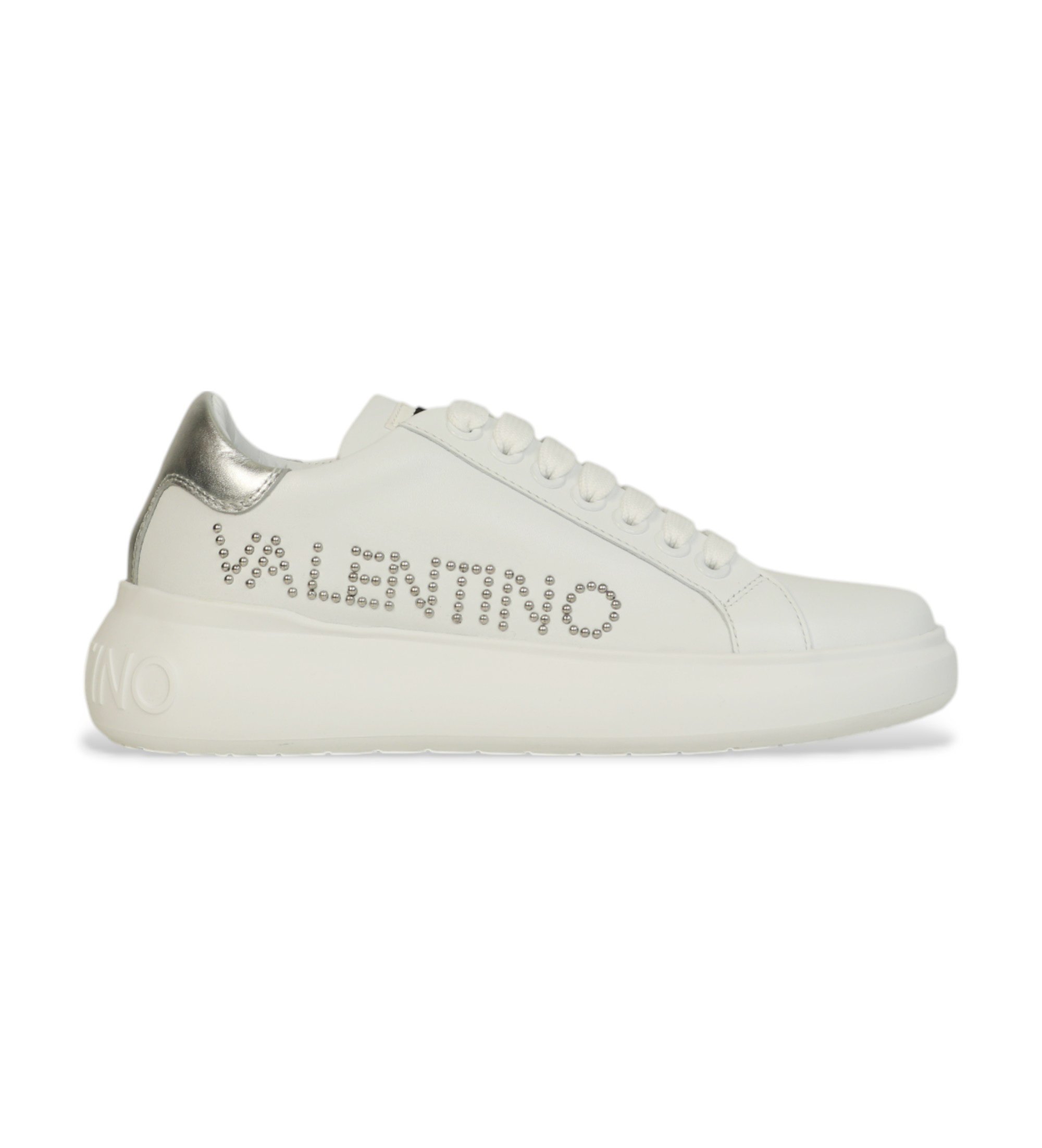 Valentino für Damen. 95B2302STUD Bounce Leder Turnschuhe weiß (40), Wohnung, Schnürsenkel, Lässig
