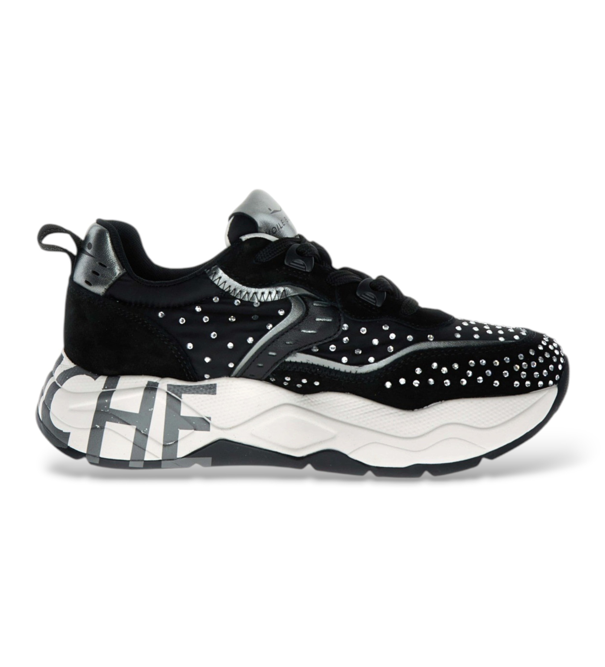 Voile blanche für Damen. 2017475 Leder-Sneaker Club105 schwarz (37), 3 bis 5 cm, Schnürsenkel, Lässig