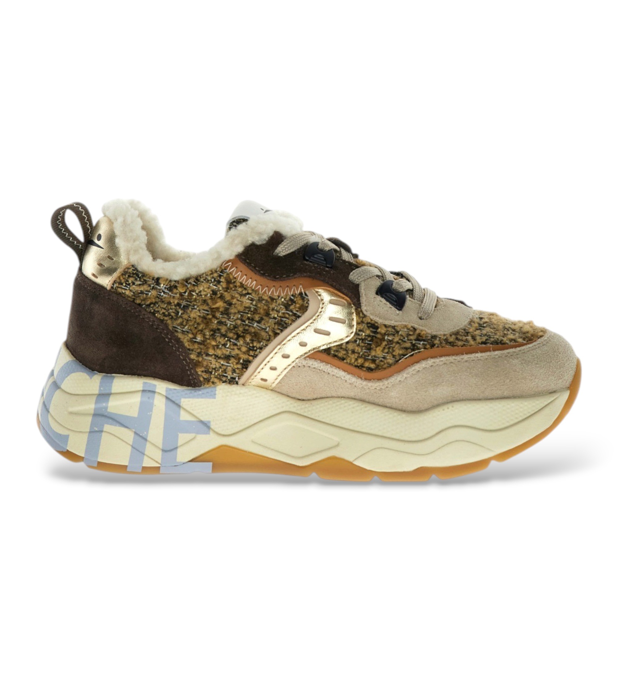 Voile blanche für Damen. 2019460 Leder-Sneaker Club105 Fur beige (41), 3 bis 5 cm, Schnürsenkel, Lässig