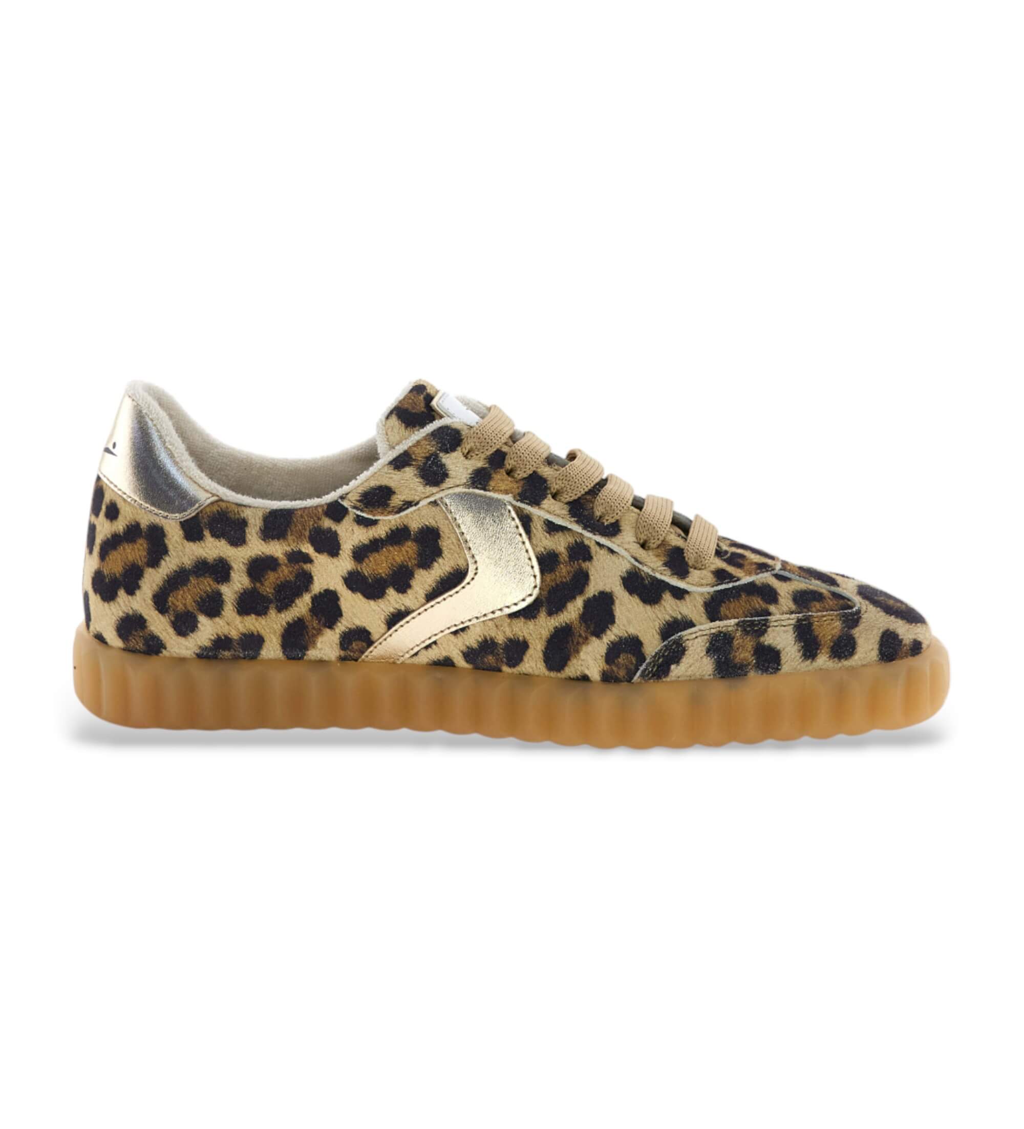 Voile blanche für Damen. 2018630 Ines Leder-Sneakers mit Tierprint (38), Wohnung, Schnürsenkel, Lässig, Tierdruck