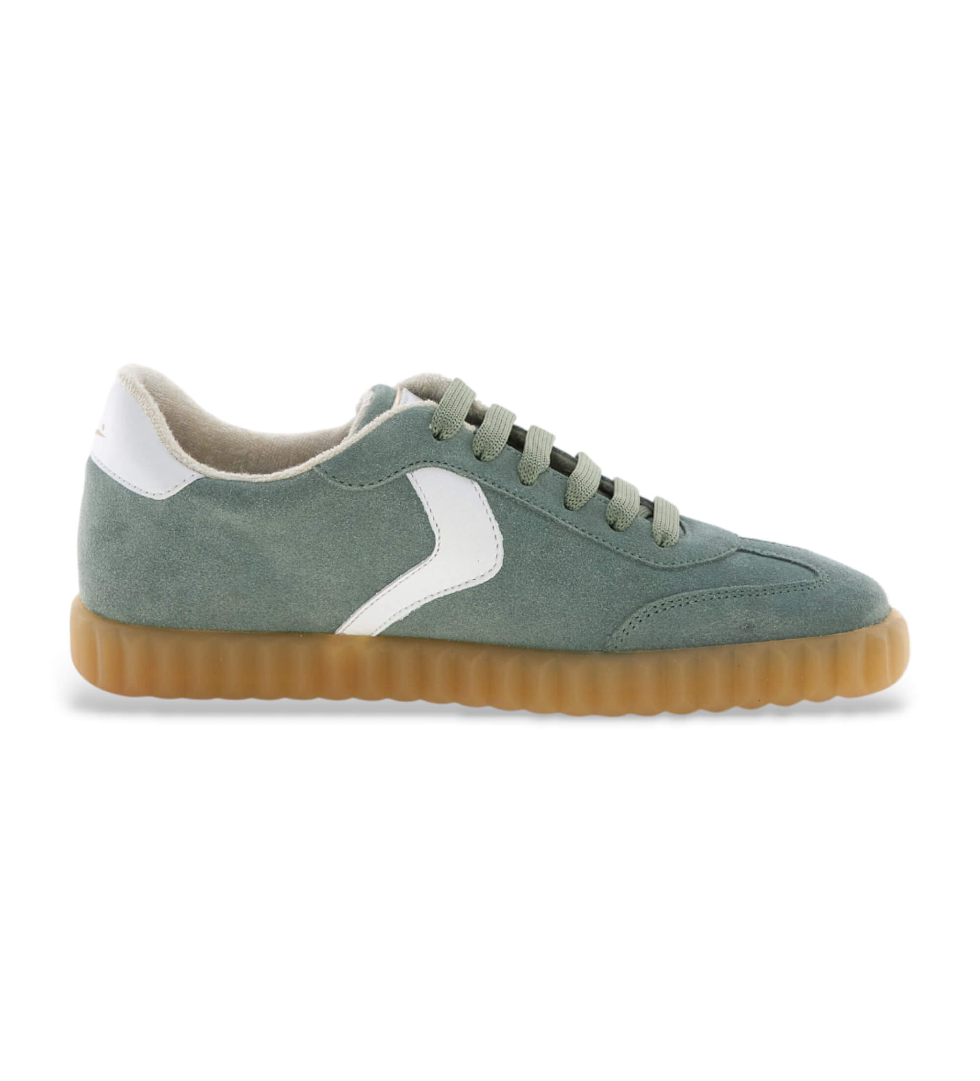 Voile blanche für Damen. 2018630 Leder Sneakers Ines grün (36), Wohnung, Schnürsenkel, Lässig