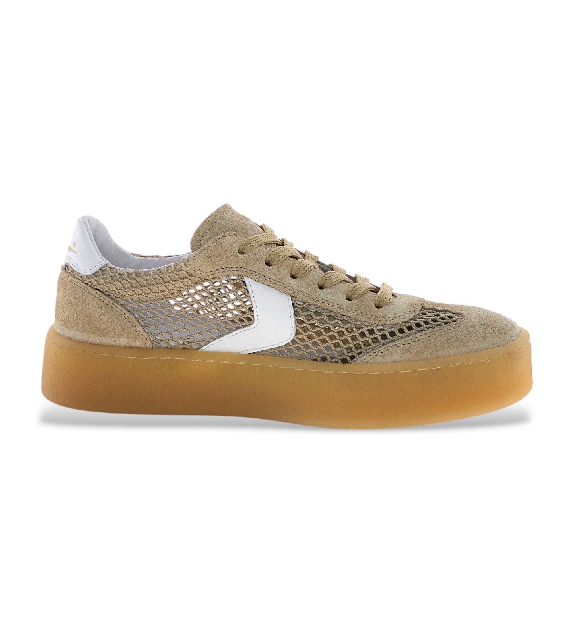 Voile blanche für Damen. 2019876 Turnschuhe Ines Mesh beige (36), Leder, 1 bis 3 cm, Schnürsenkel, Lässig