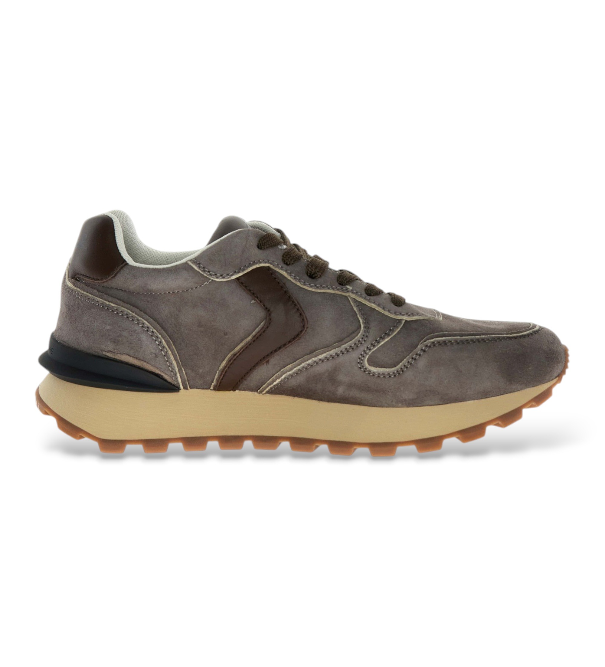 Voile blanche für Damen. 2018750 Leder-Sneaker Paris Race braun (46), Wohnung, Schnürsenkel, Lässig