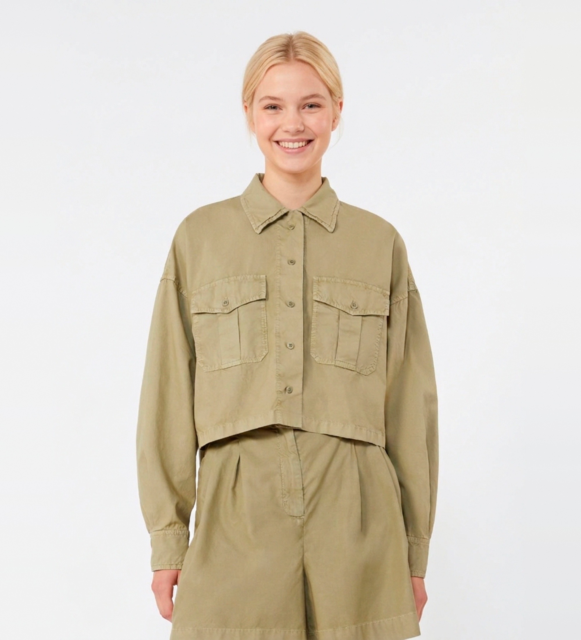 Weekend Max Mara für Damen. 2615111092600 Grünes Hemd Accenni (38), Lässig, Baumwolle, Langarm
