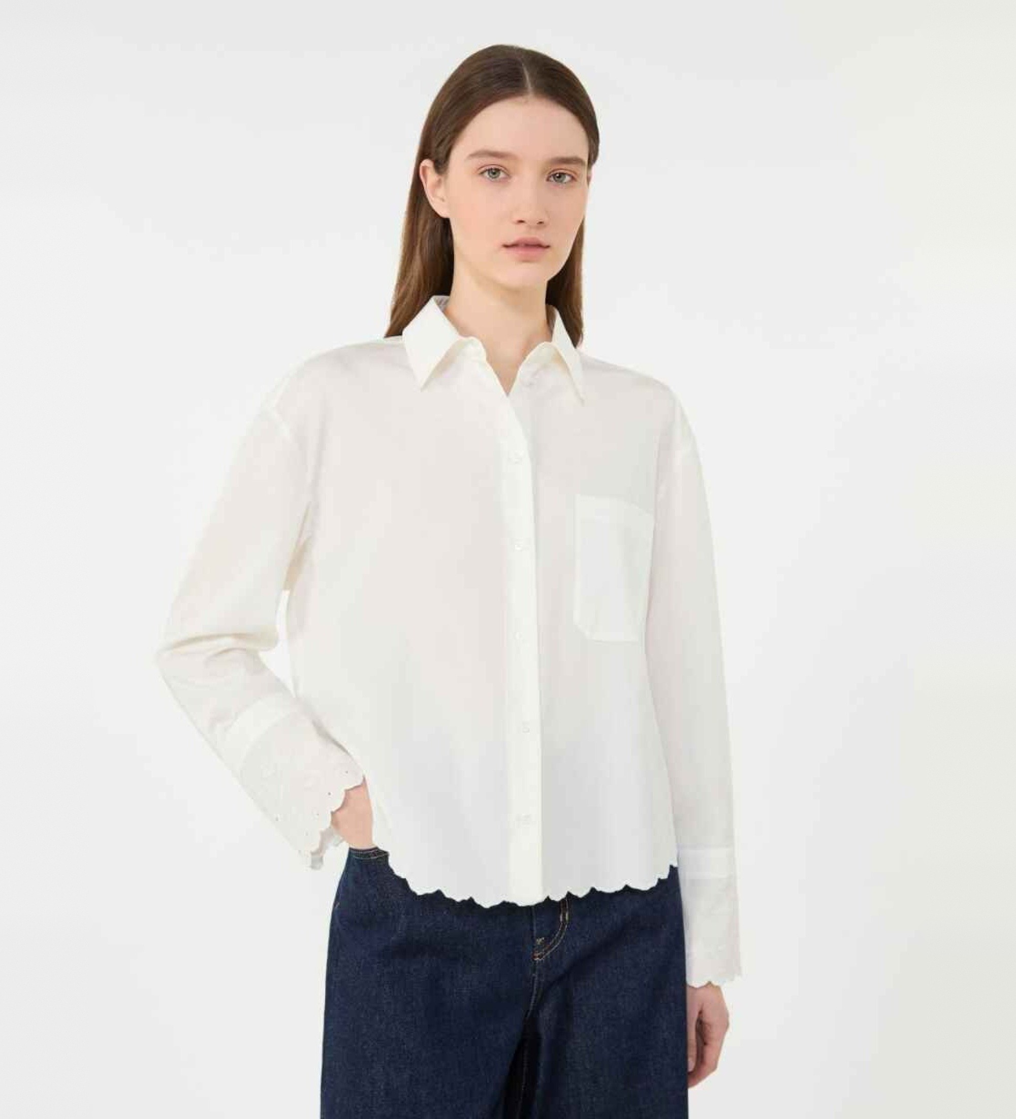 Weekend Max Mara für Damen. 2615111021600 Weißes neutrales Hemd (40), Lässig, Baumwolle, Langarm