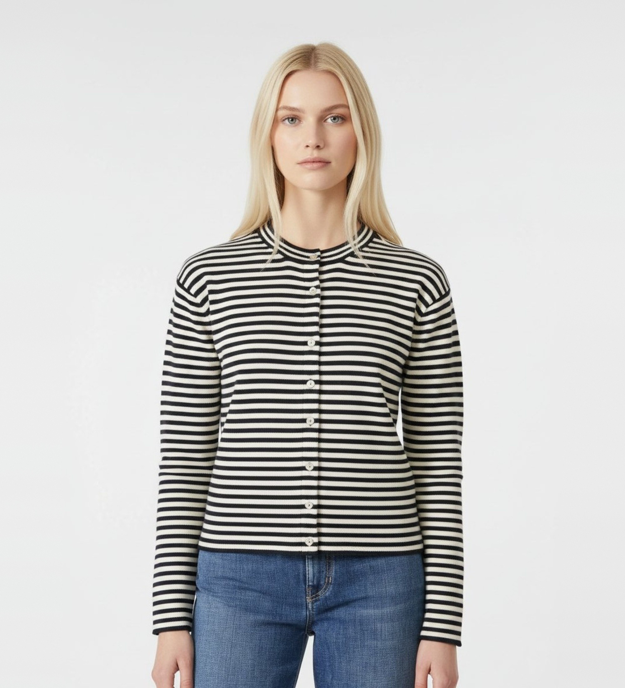 Weekend Max Mara für Damen. 2525346031600 Strickjacke Eritea navy (S), Weiß, Lässig, Baumwolle, Langarm, Marine