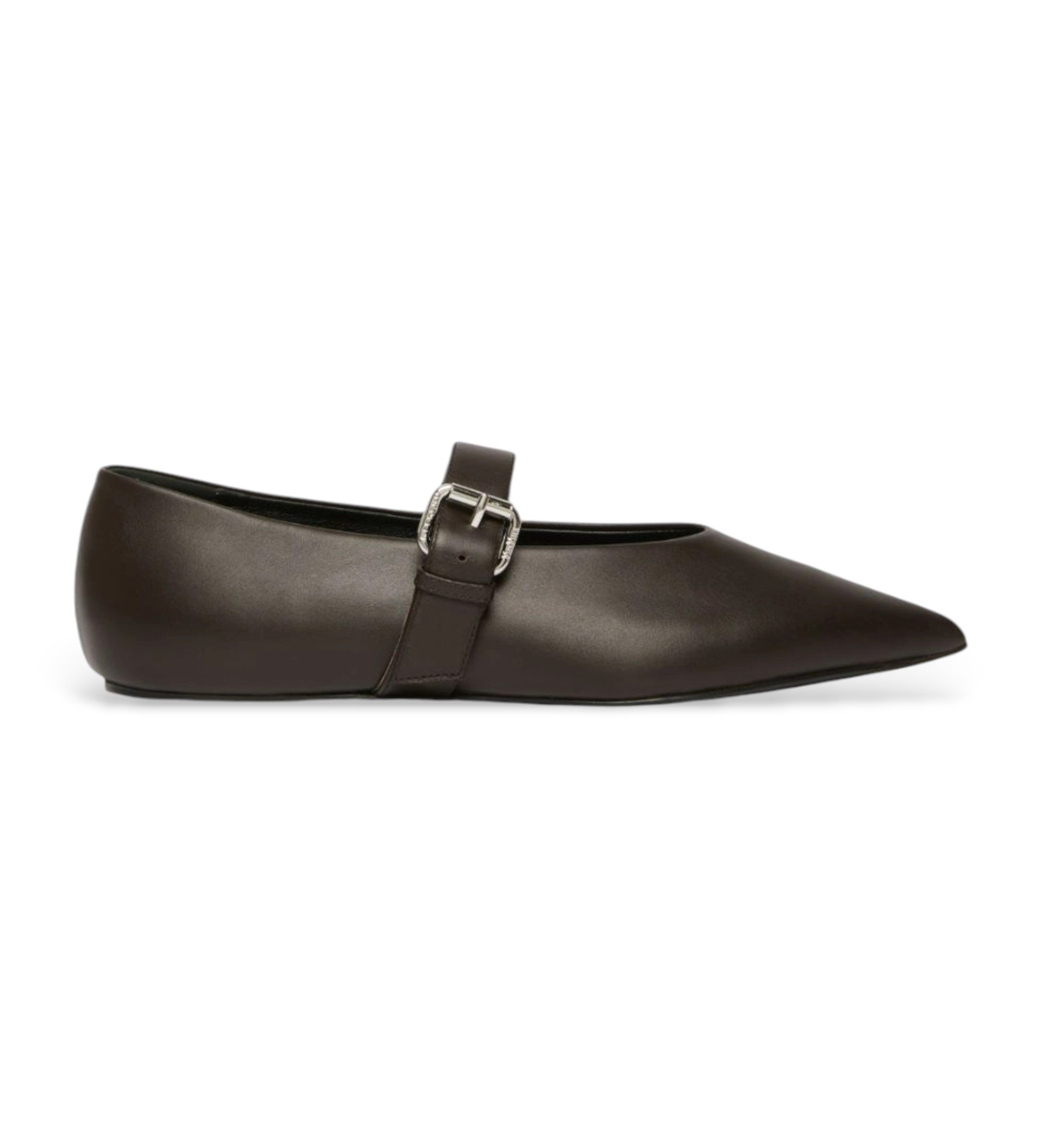 Weekend Max Maravoor vrouwen. 2615521054600 Wkagel donkerbruine leren ballerina's (38), Leer, Plat, Gesp, Casual