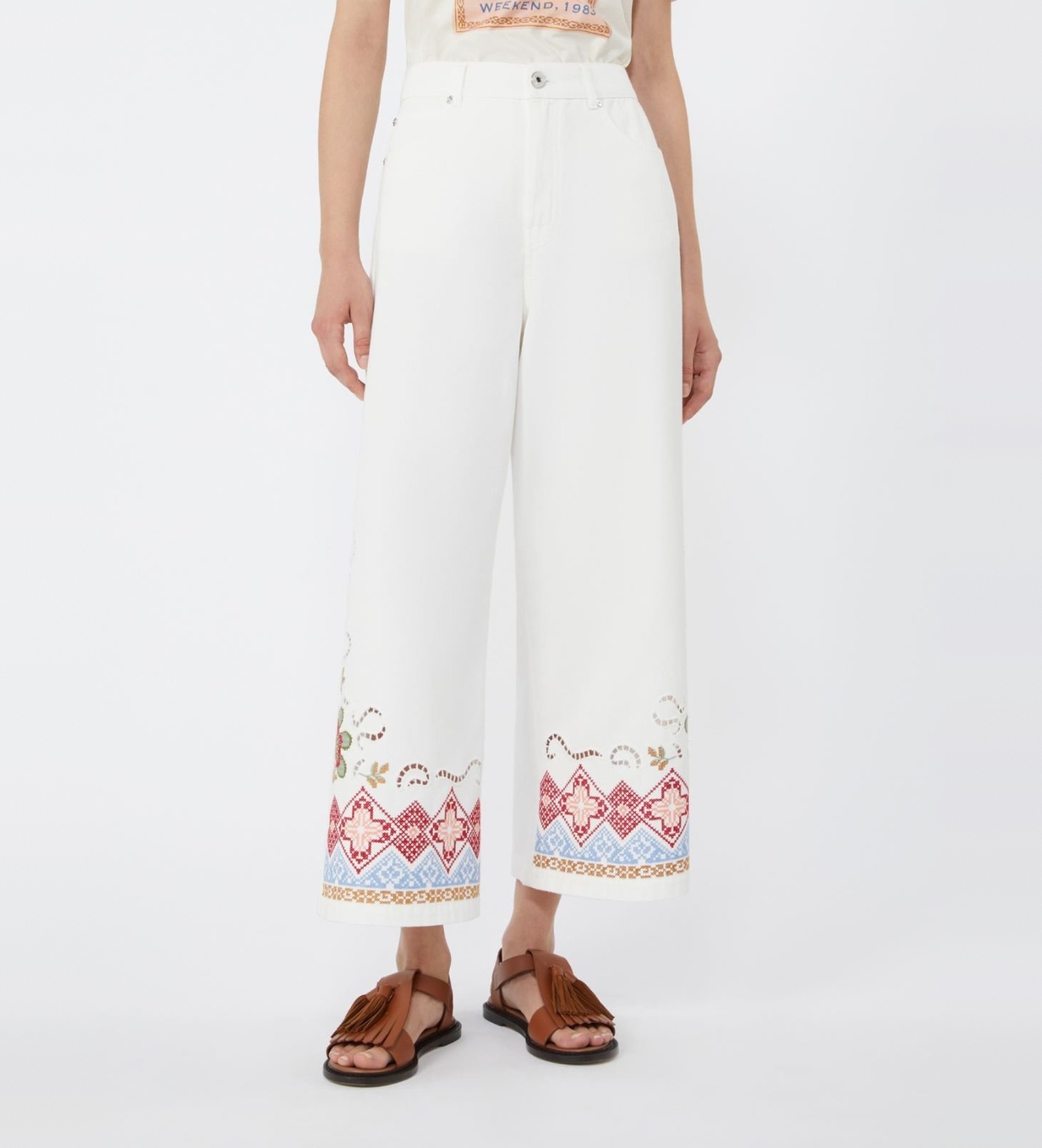 Weekend Max Mara für Damen. 2615131012600 Adunco weite Hose weiß (40), Lässig, Baumwolle