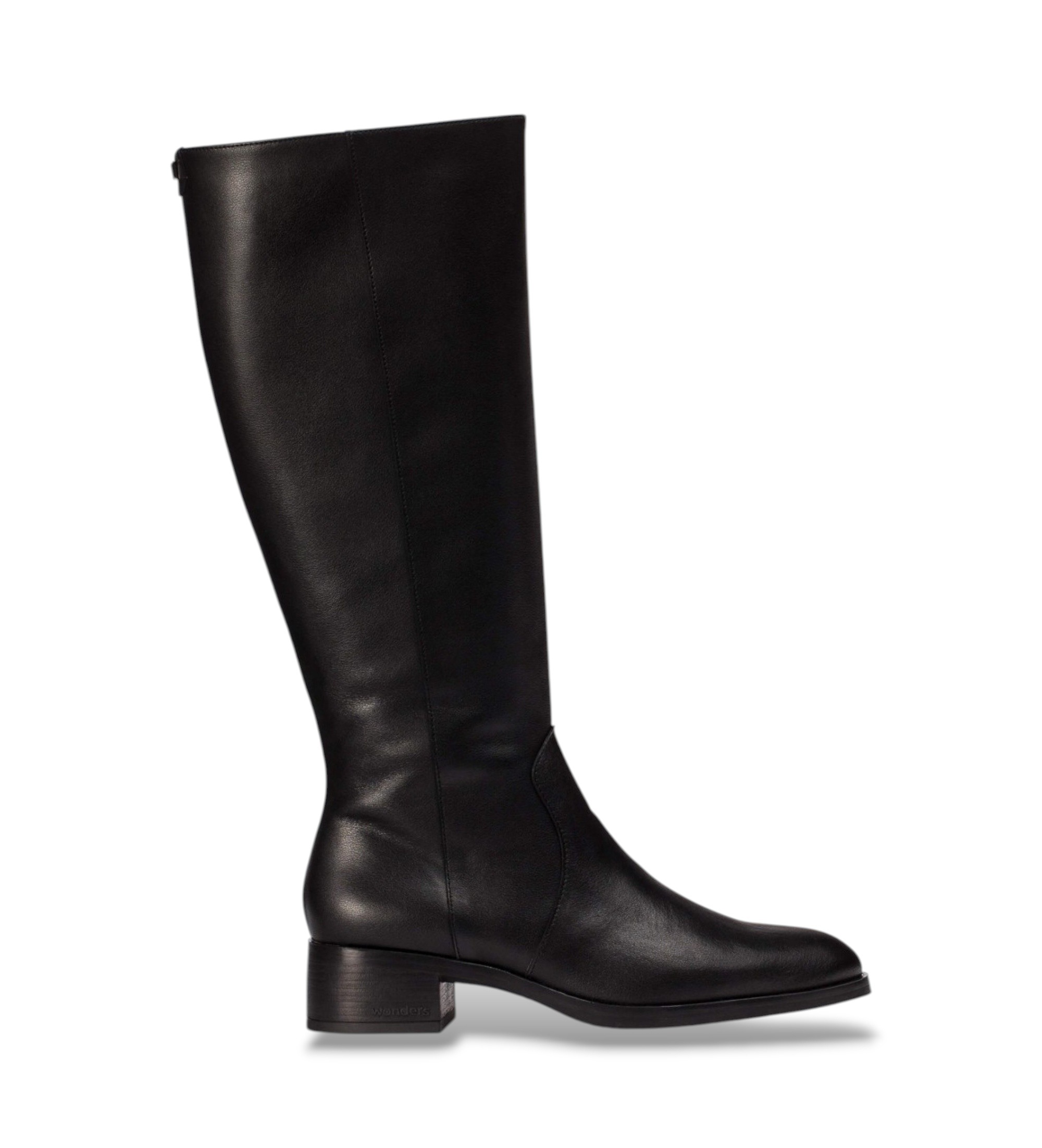 Wonders für Damen. D-1803_5121_5792 Bonjour 03 Lederstiefel Schwarz (39), 1 bis 3 cm, Reißverschluss, Lässig, Klassisch