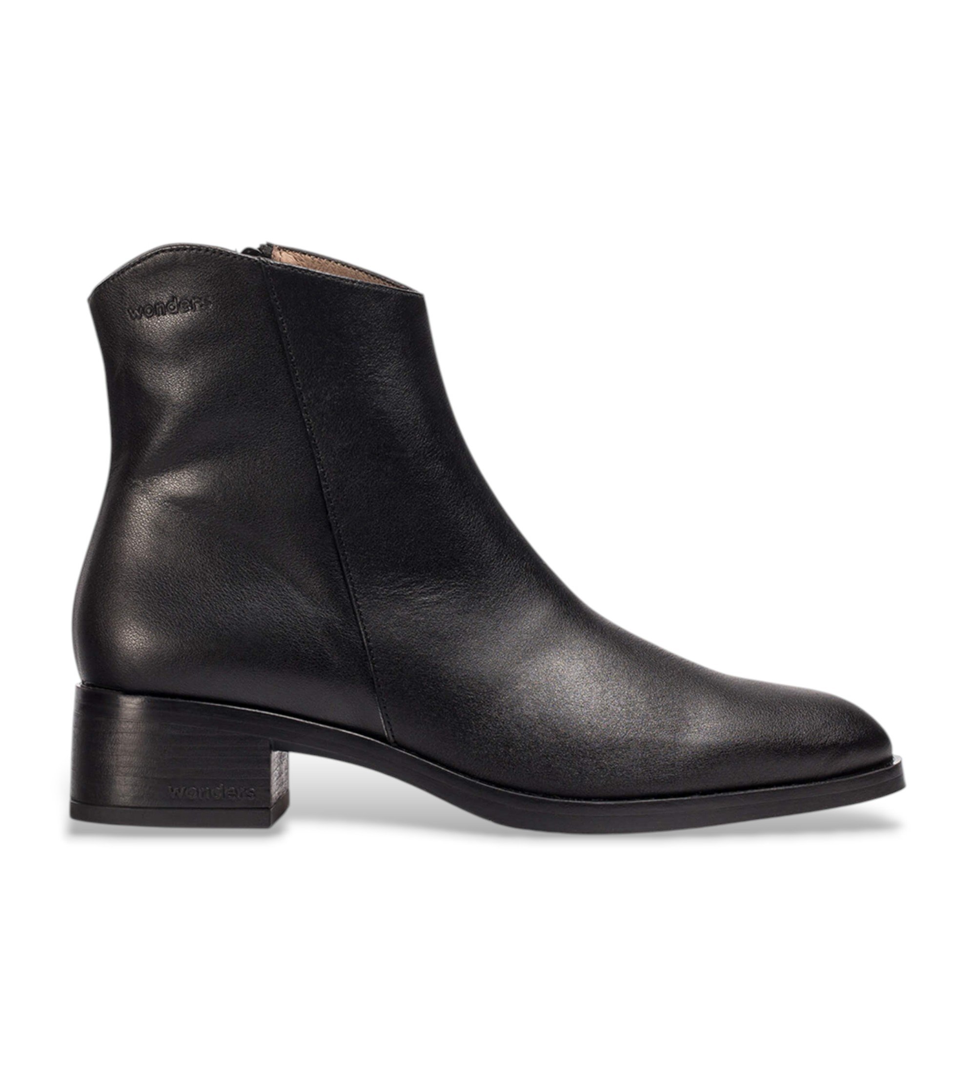 Wonders für Damen. D-1801 Bonjour Lederstiefeletten schwarz (41), 3 bis 5 cm, Reißverschluss, Lässig