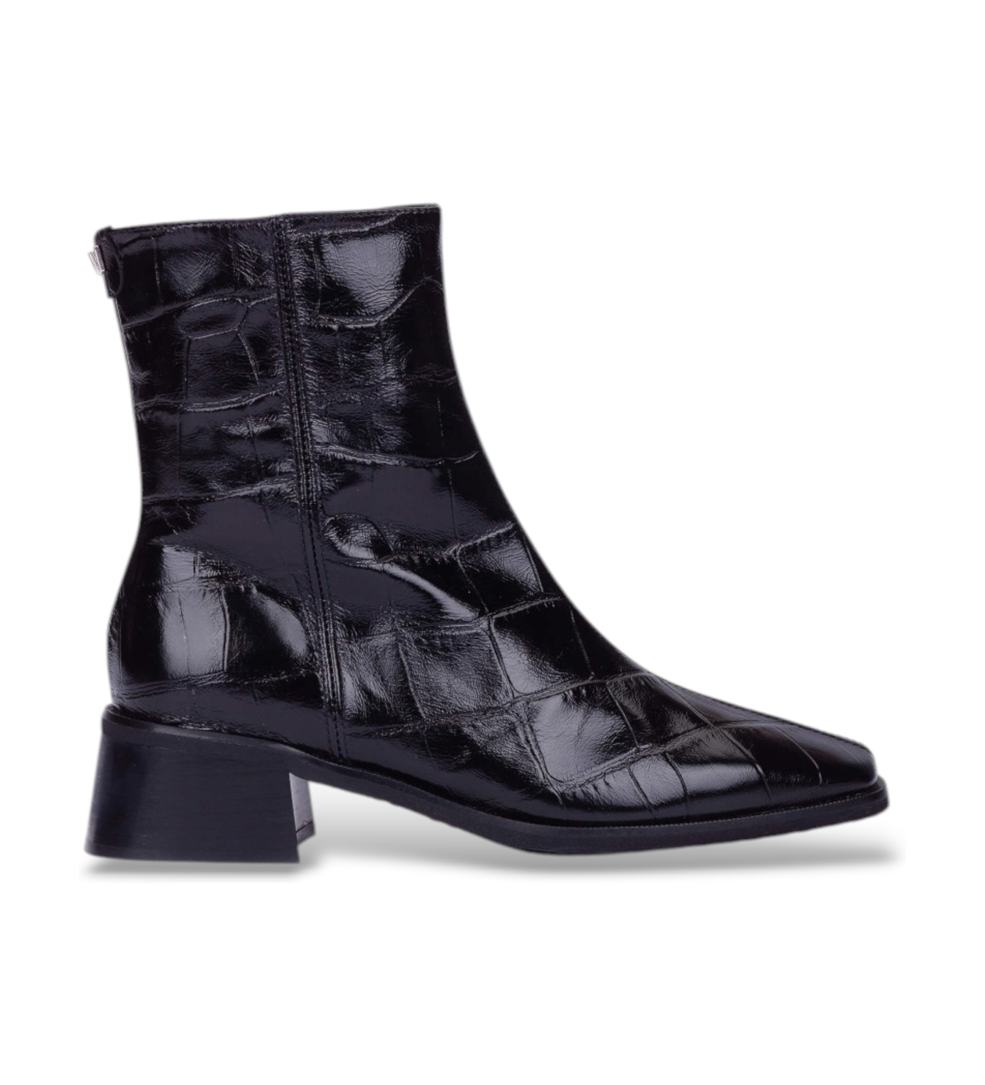 Wonders für Damen. D-1601_2415_5792 Ayla 01 Stiefeletten aus Leder Coco Schwarz (40), 5 bis 8 cm, Reißverschluss, Lässig, Klassisch, Lackled