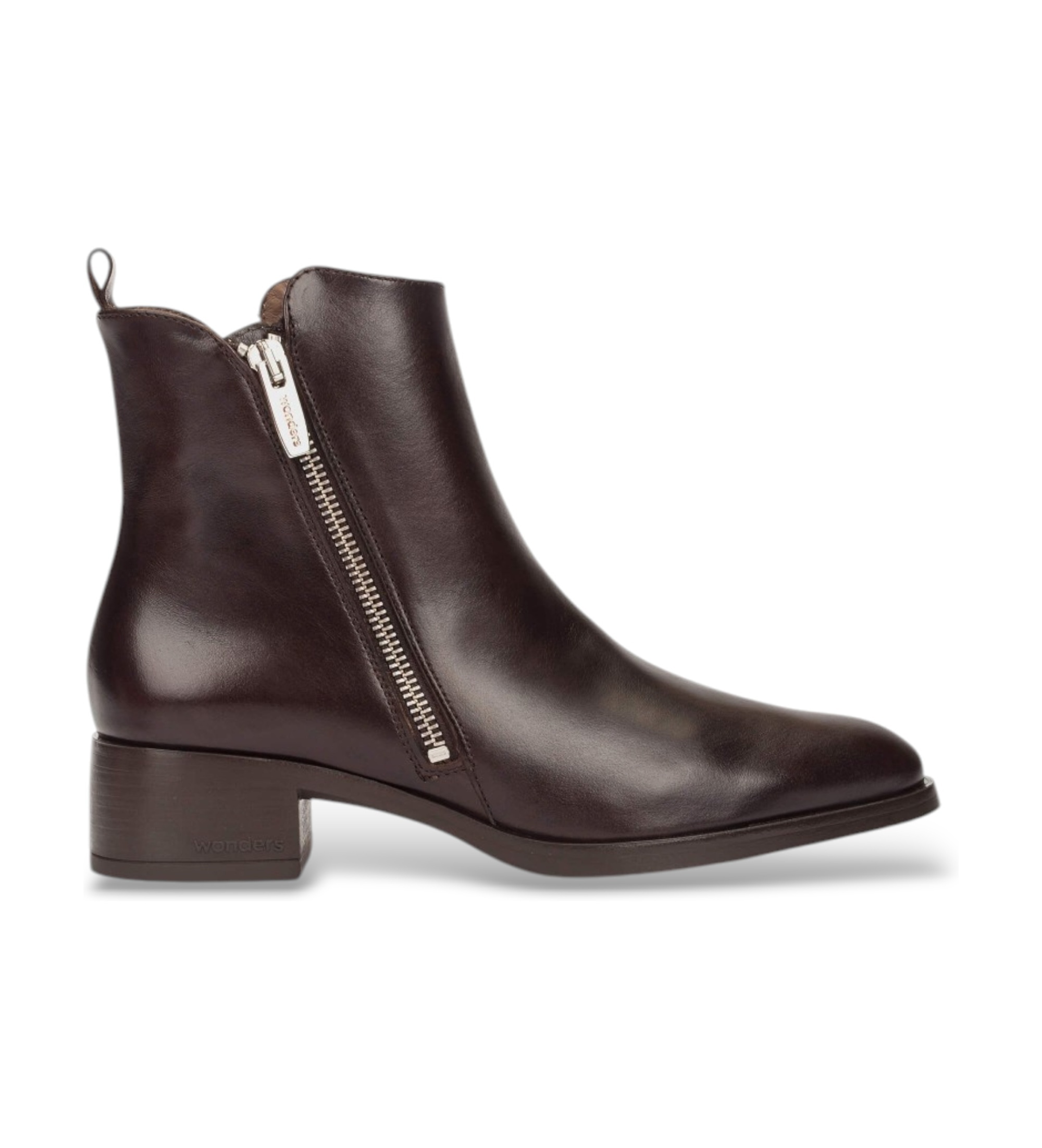Wonders für Damen. D-1810_5715_9332 Bonjour Lederstiefeletten 10 Braun (37), 1 bis 3 cm, Reißverschluss, Lässig