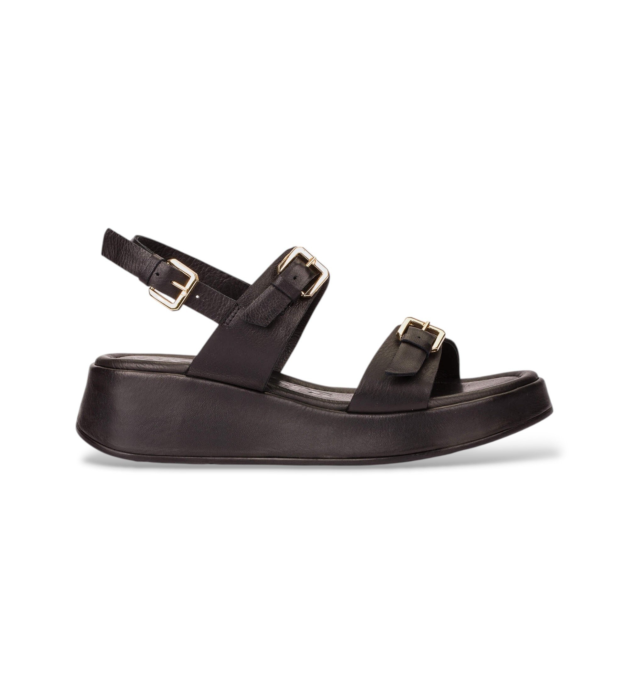 Wonders für Damen. AT-1057 Soft Balance Leder Sandalen schwarz (41), 3 bis 5 cm, Schnalle, Lässig