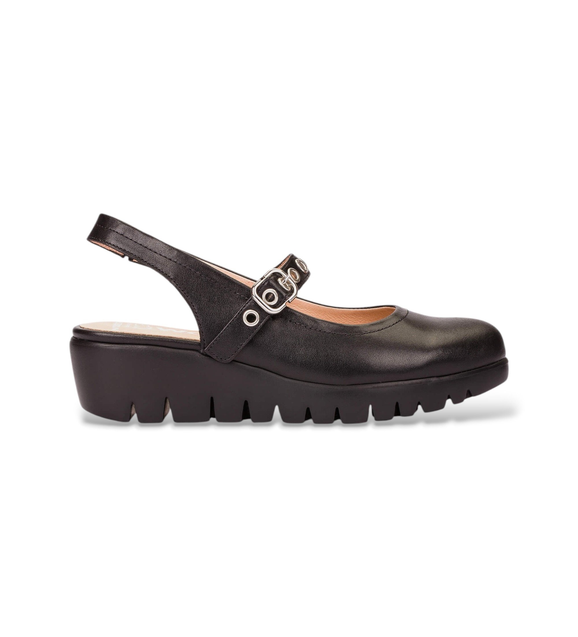 Wonders für Damen. C-33353 Fly53 Lederschuhe schwarz (41), 3 bis 5 cm, Schnalle, Lässig