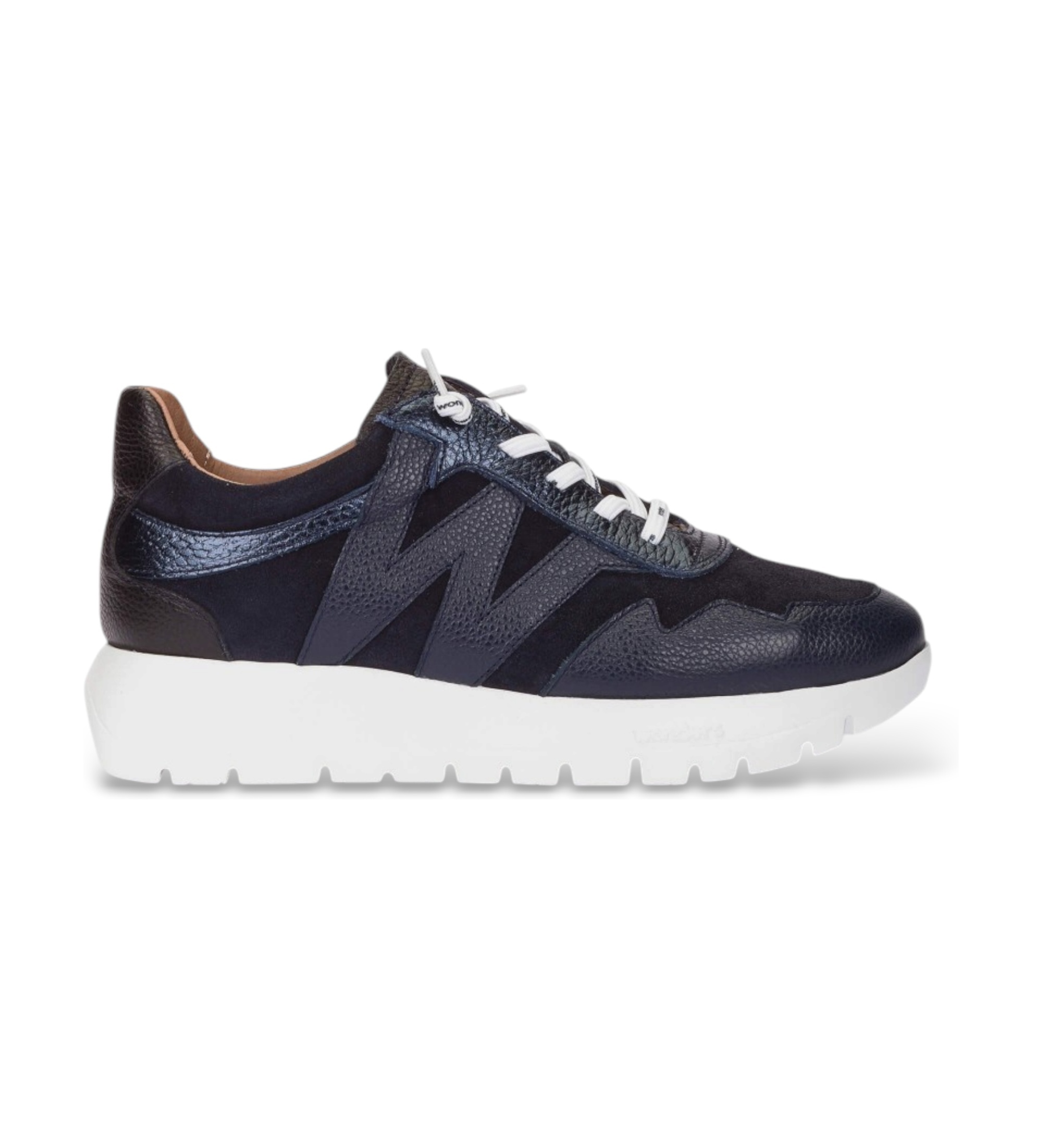 Wonders für Damen. A-24110_941_10602 Odisei 110 Leder-Sneaker Marineblau (35), Wohnung, Schnürsenkel, Lässig
