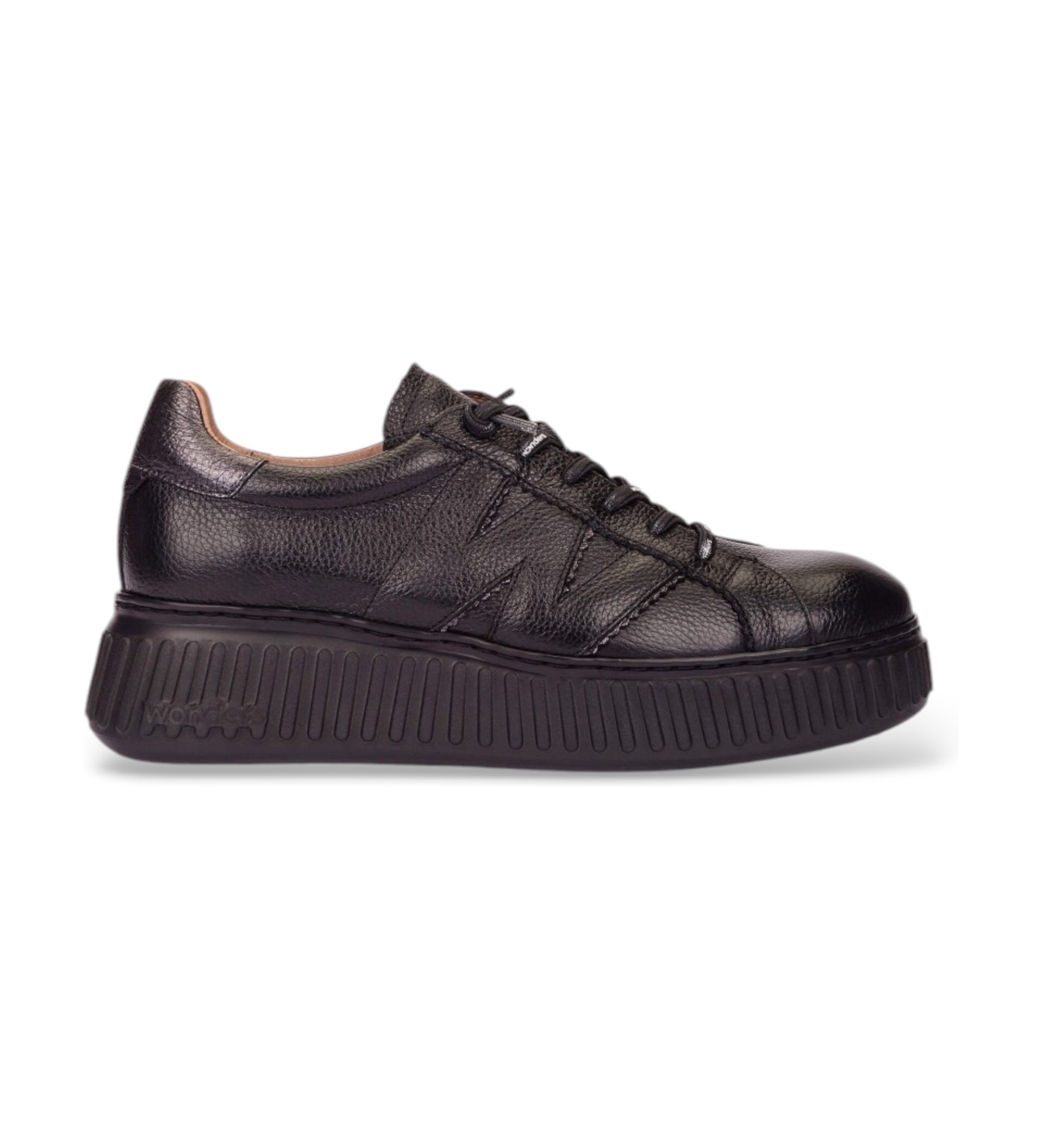 Wonders für Damen. A-5201_5743_5890 Xfly 01 Ledersneaker Schwarz (40), Wohnung, Schnürsenkel, Lässig
