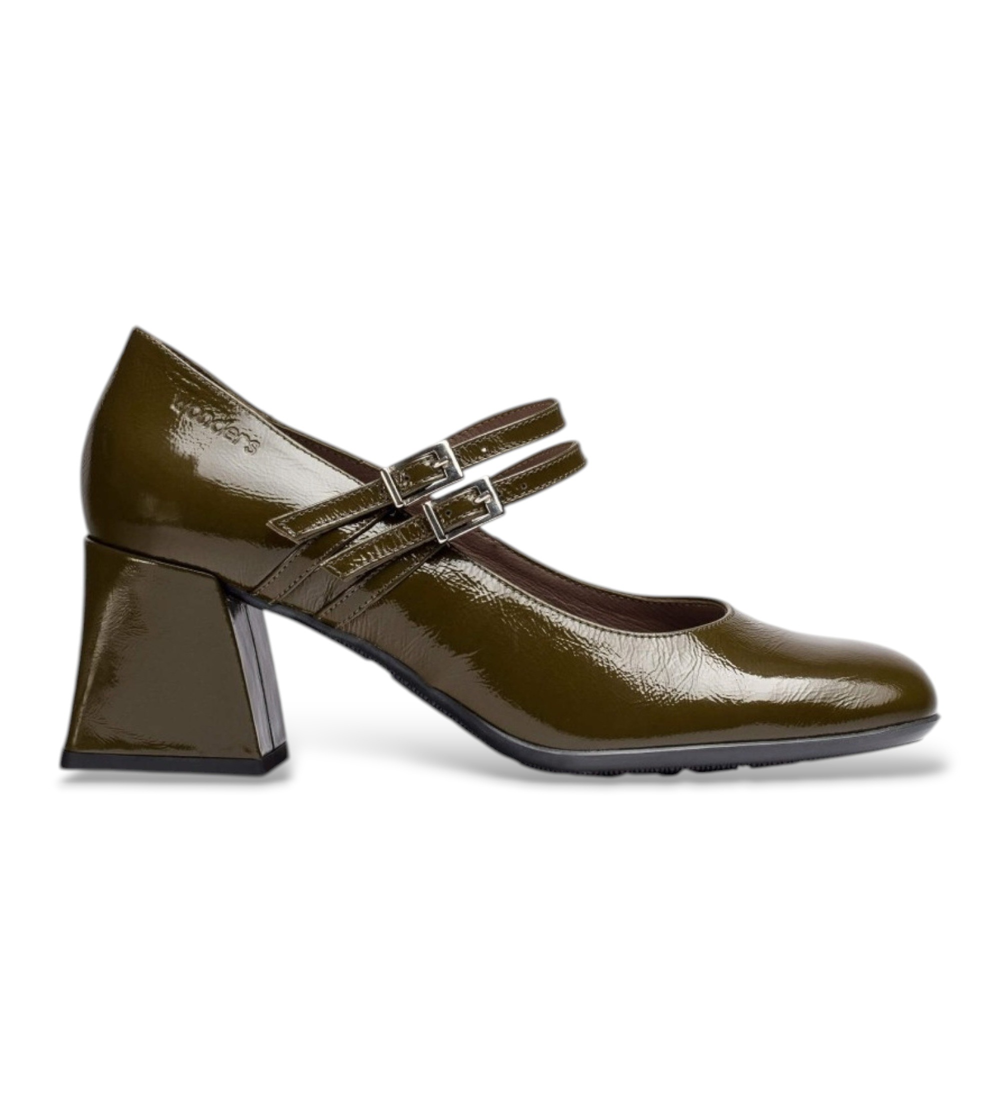Wonders für Damen. H-6210_5452_306 Lederschuhe Elista Grün (40), 5 bis 8 cm, Schnalle, Lässig, Lackleder