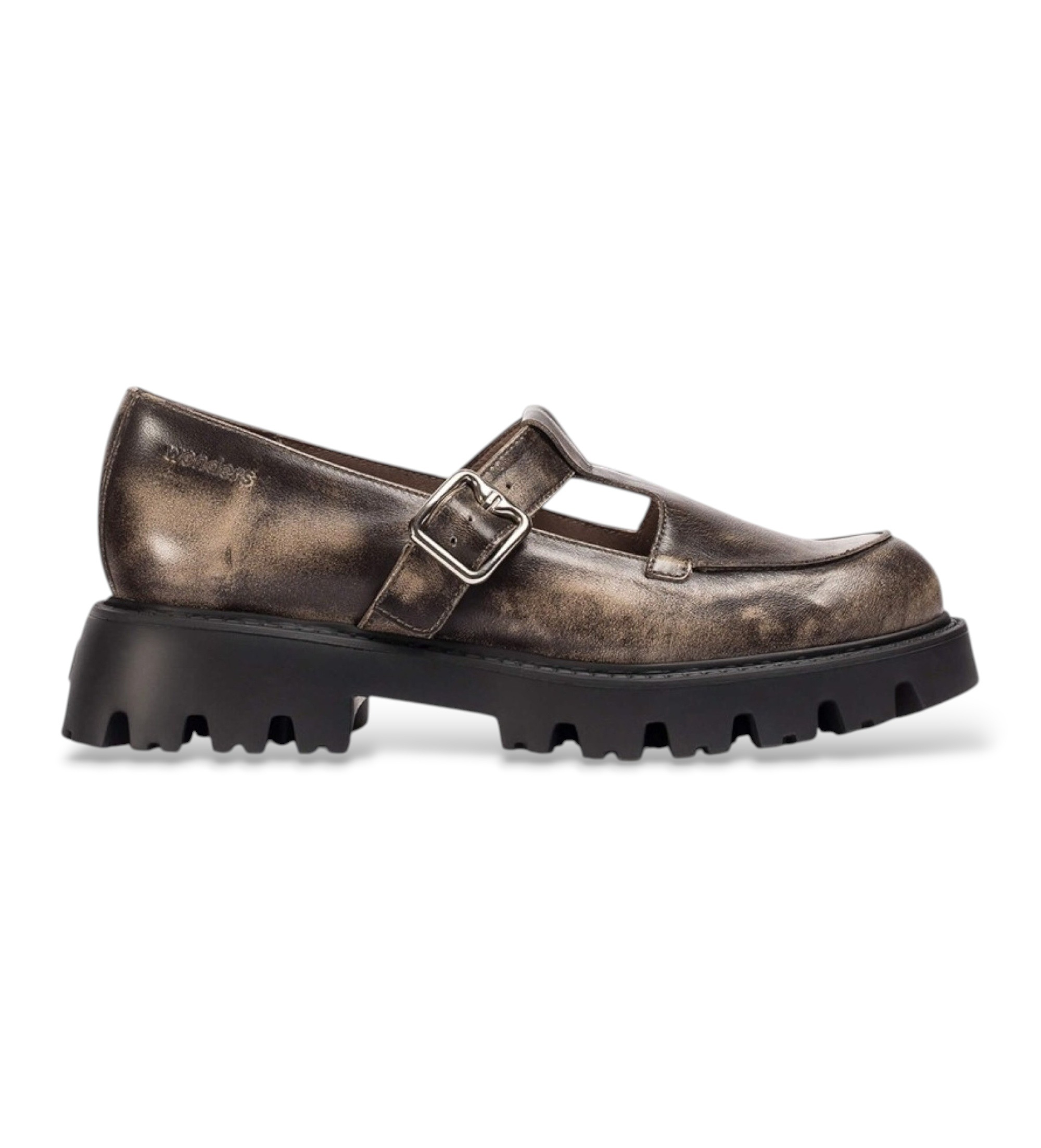 Wonders für Damen. C-7515_5644_9190 Lederschuhe Goodfly 15 Braun (38), Wohnung, Schnalle, Lässig