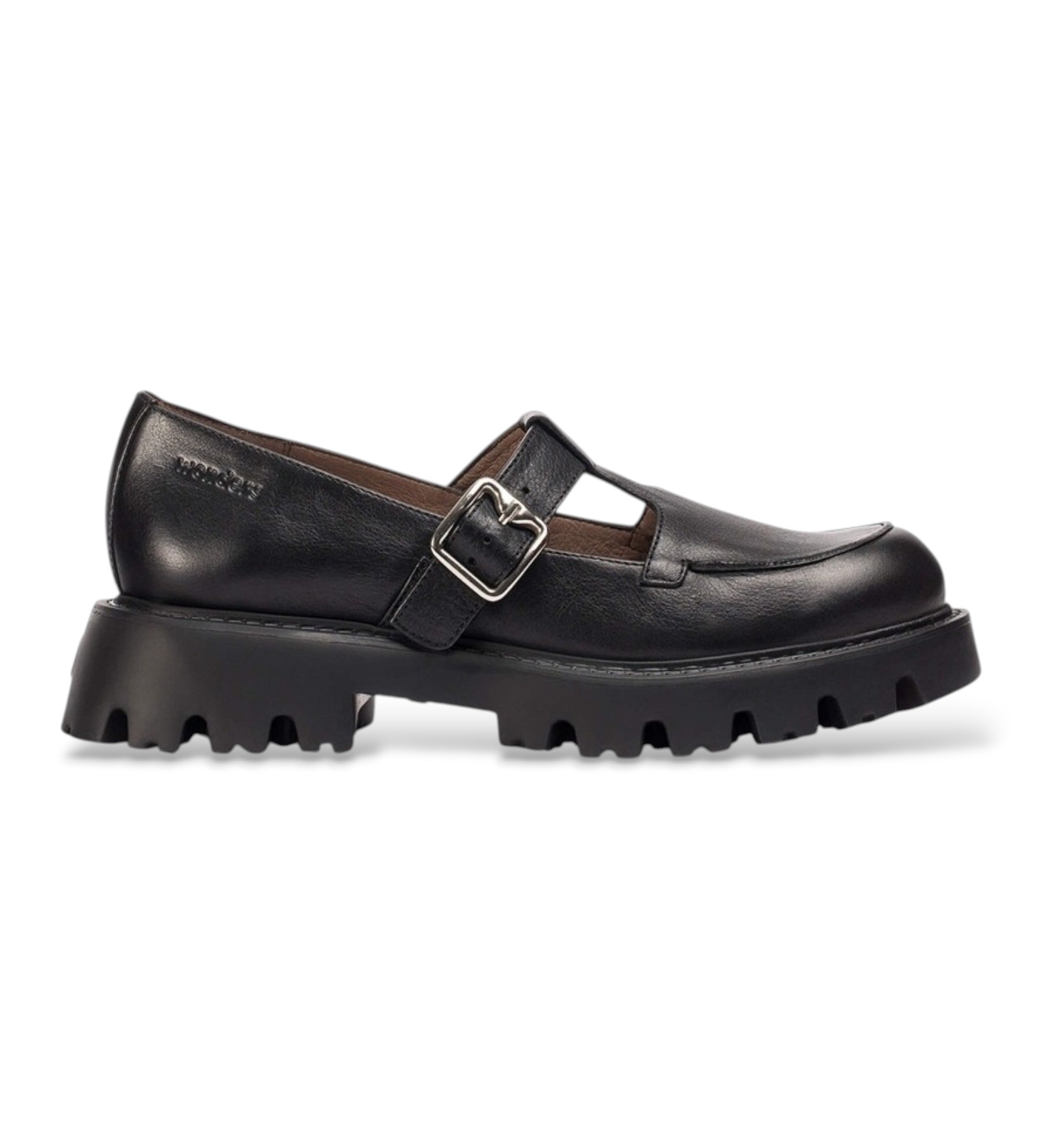 Wonders für Damen. C-7515_5511_5792 Leder Schuhe Goodfly 15 Schwarz (38), Wohnung, Schnalle, Lässig