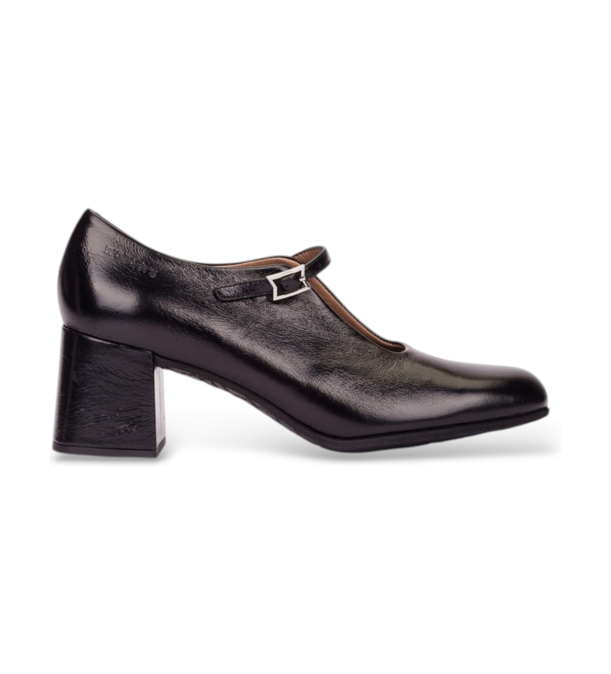 Wonders für Damen. H-7003_5728_5792 Schuhe aus Leder ELIA 03 Schwarz Schwarz (38), 3 bis 5 cm, Schnalle, Lässig, Klassisch