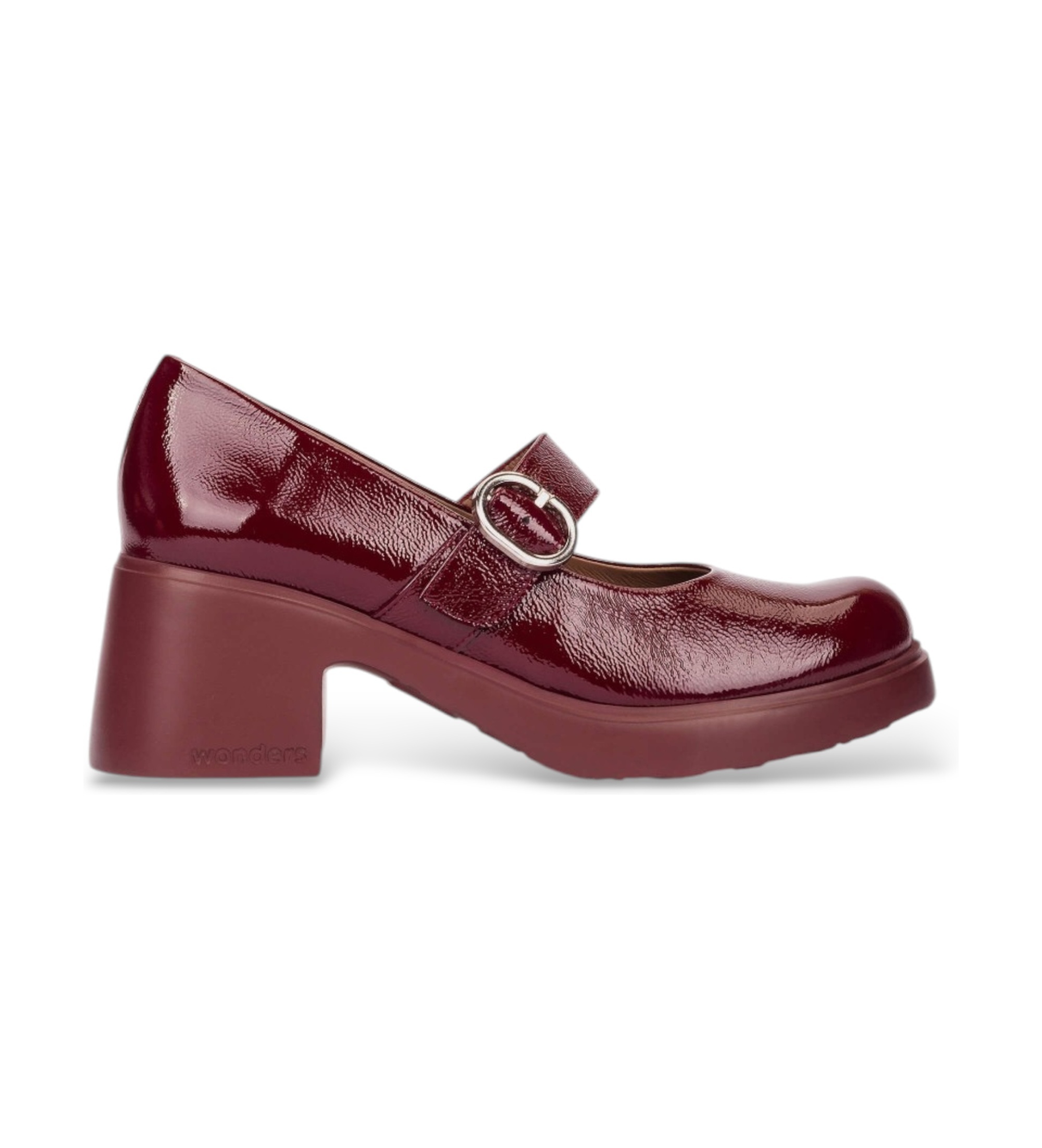 Wonders für Damen. E-7142_2024_9834 Schuhe aus Leder FLYTRES 42 Bordeauxrot (39), 5 bis 8 cm, Schnalle, Party, Lackleder