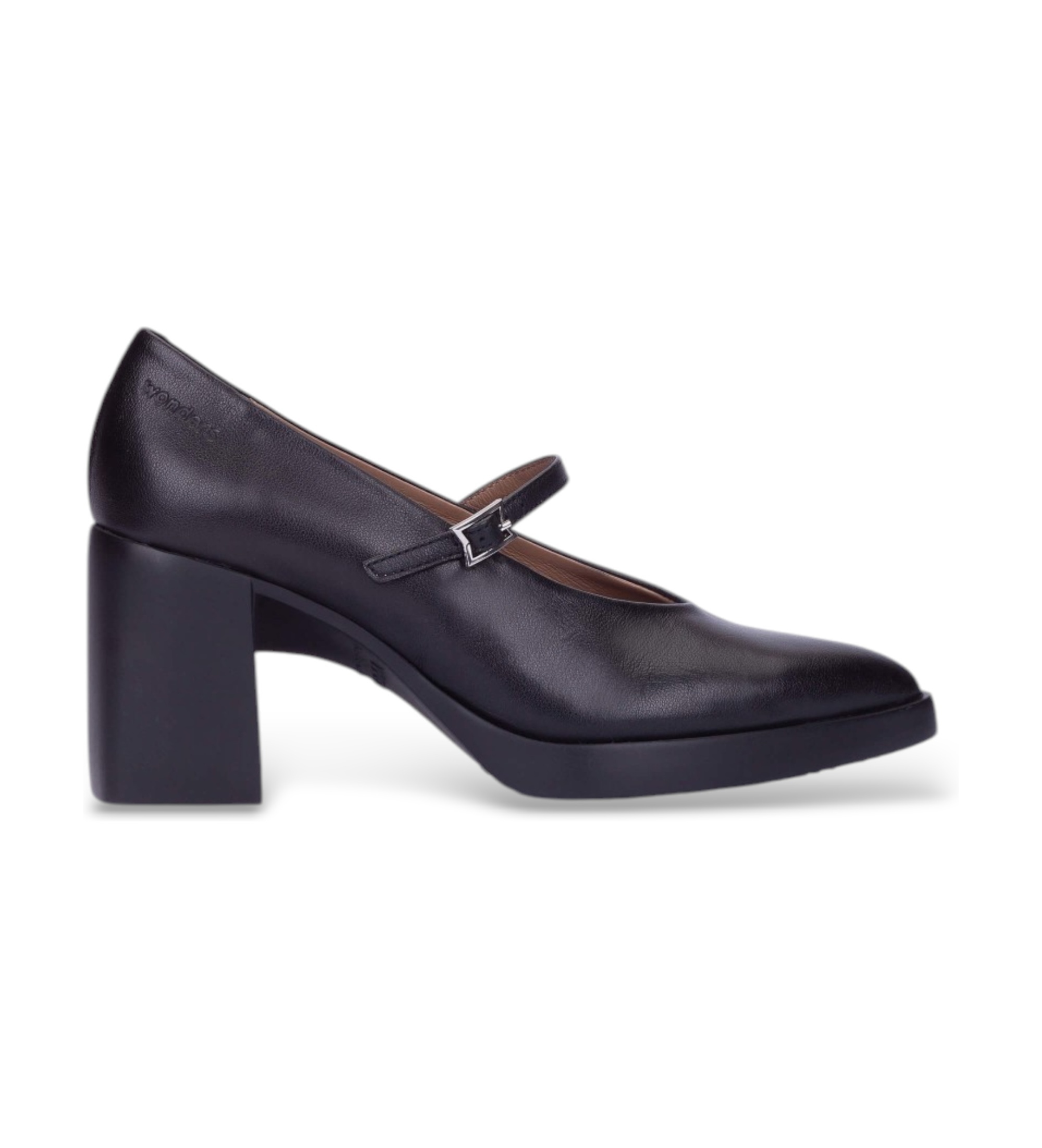 Wonders für Damen. L-1603_5716_5792 Lederschuhe Vera 03 Schwarz (38), 3 bis 5 cm, Schnalle, Lässig, Klassisch