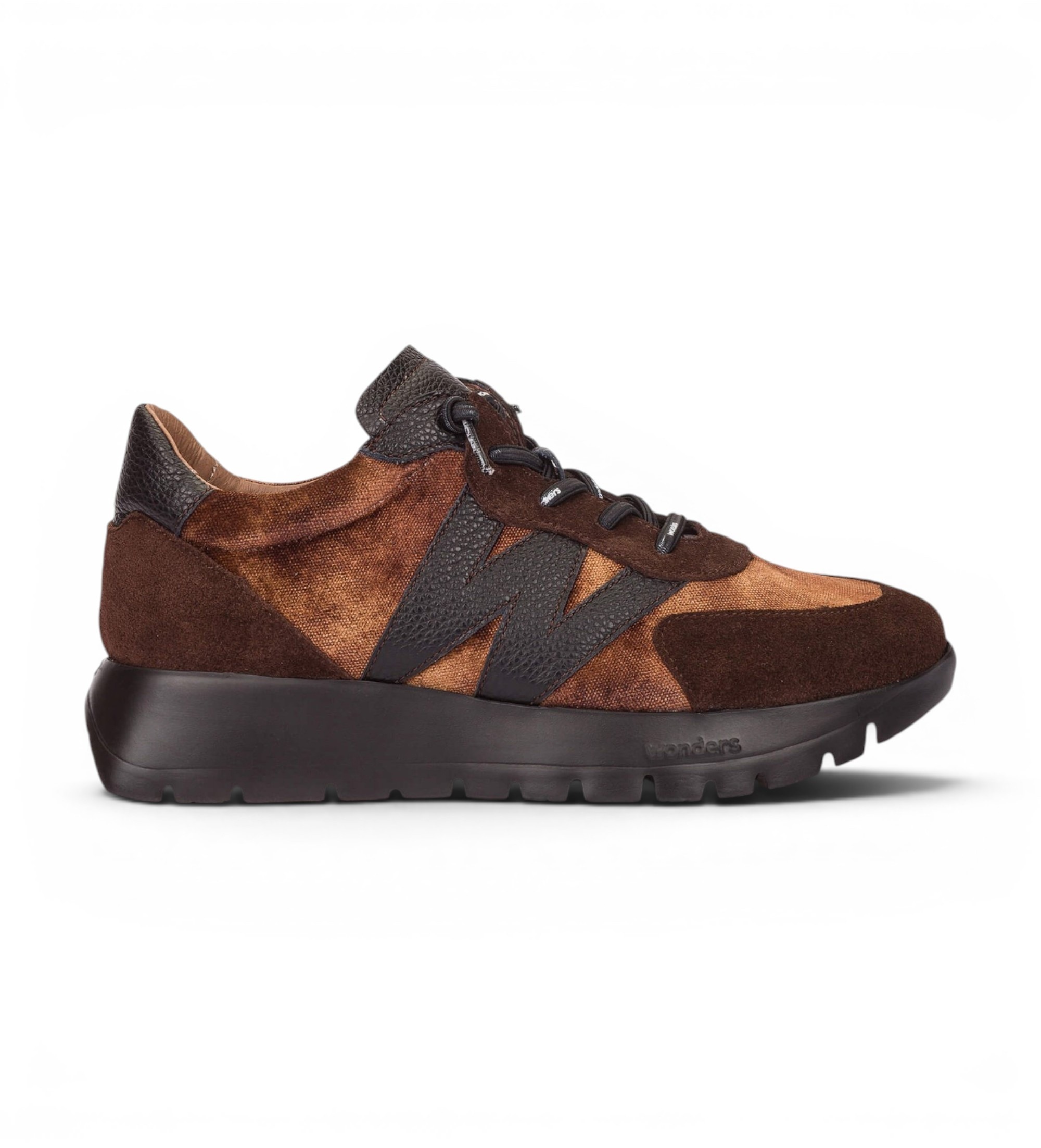 Wonders für Damen. A-24111 Leder-Sneaker Odisei01 braun (40), Wohnung, 1 bis 3 cm, Spaltleder, Schnürsenkel, Lässig