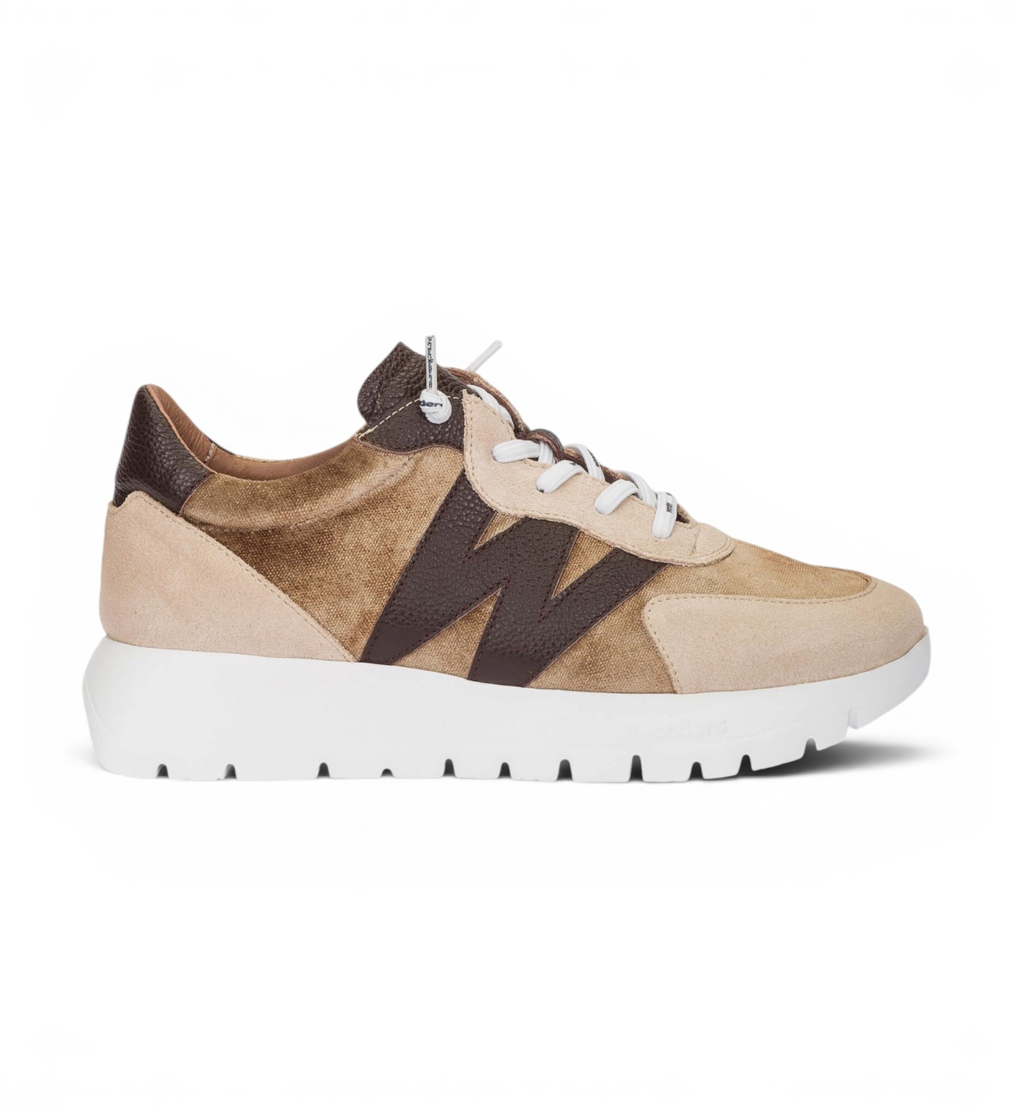 Wonders für Damen. A-24111 Leder-Sneaker Odisei01 taupe (39), Wohnung, 1 bis 3 cm, Spaltleder, Schnürsenkel, Lässig
