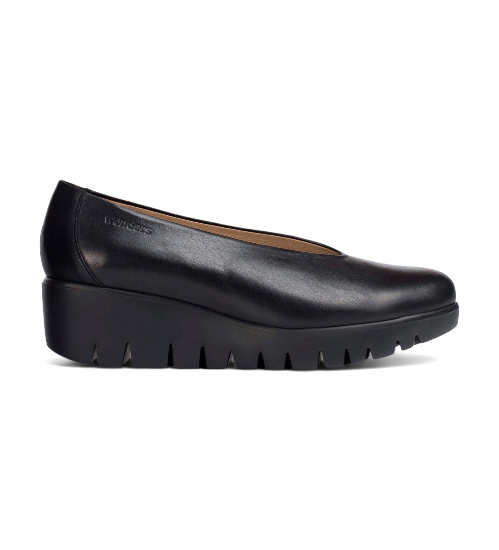 Wonders für Damen. C-33100 Fly Leder-Slipper schwarz (36), 3 bis 5 cm, Keine, Lässig