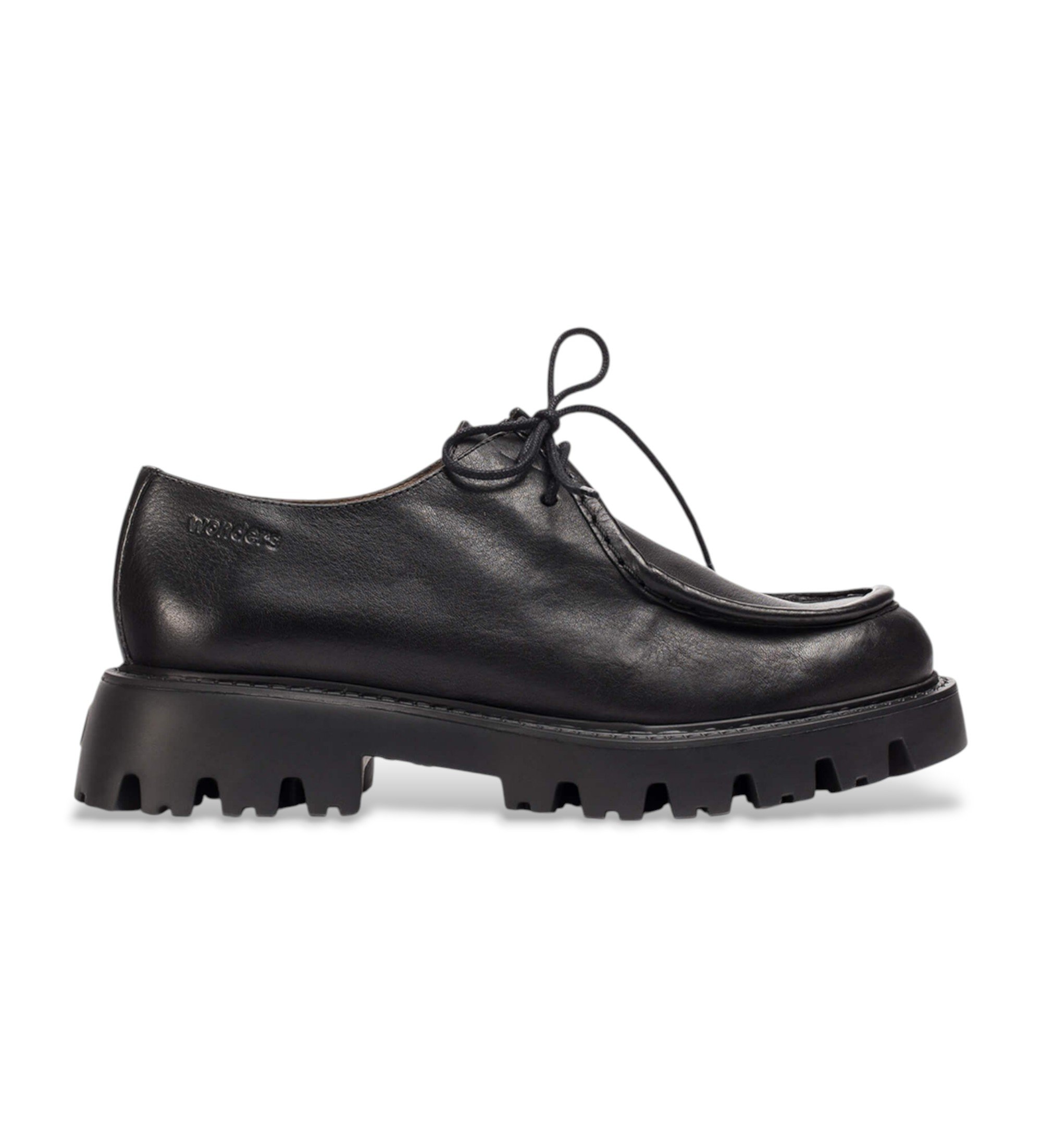 Wonders für Damen. C-7514 Goodfly Leder-Slipper schwarz (36), Wohnung, Schnürsenkel, Lässig