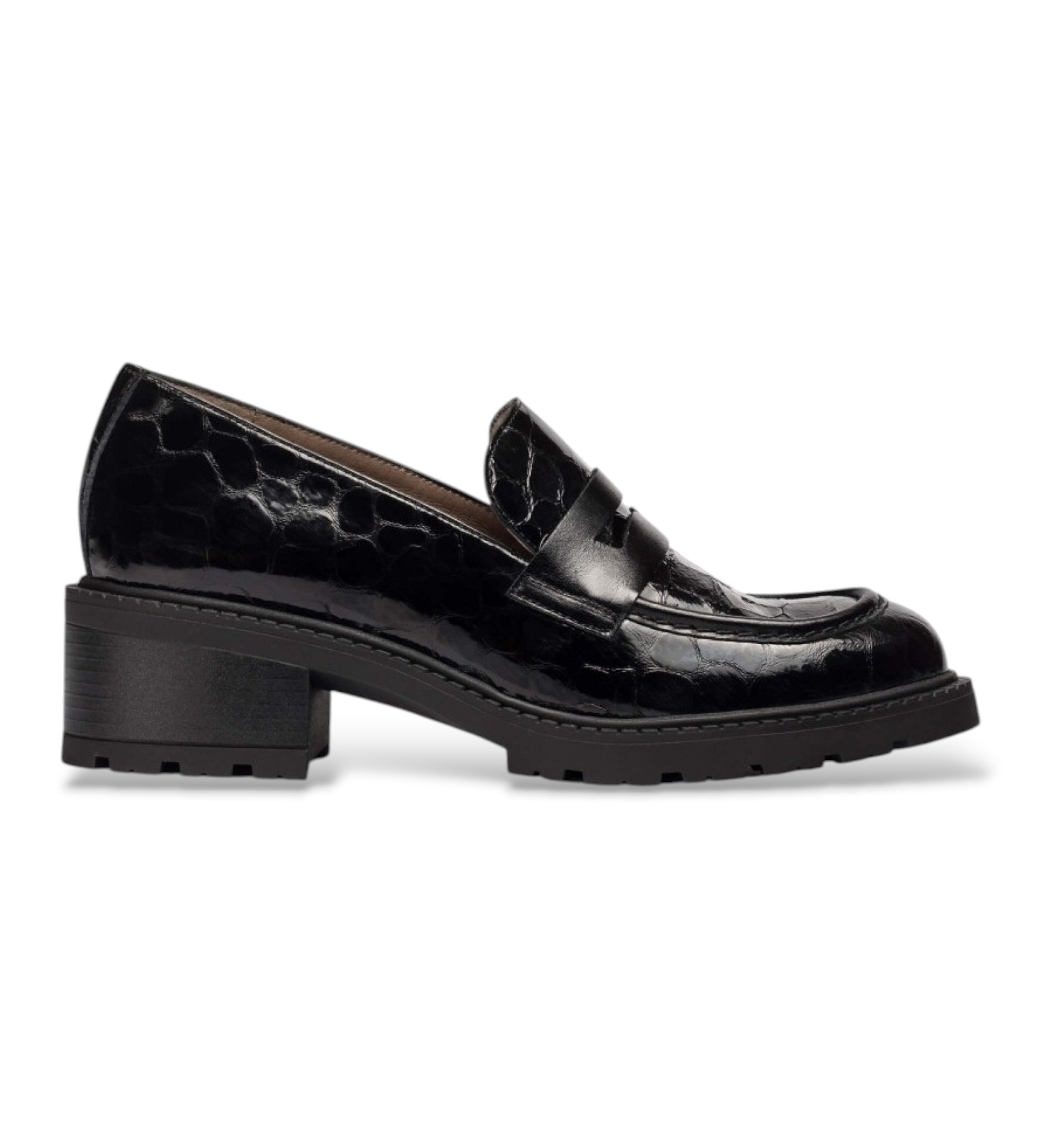 Wonders für Damen. D-1401_5633_5792 Leder-Mokassins Evoclub 01 Schwarz (37), 1 bis 3 cm, Keine, Lässig, Klassisch, Lackleder