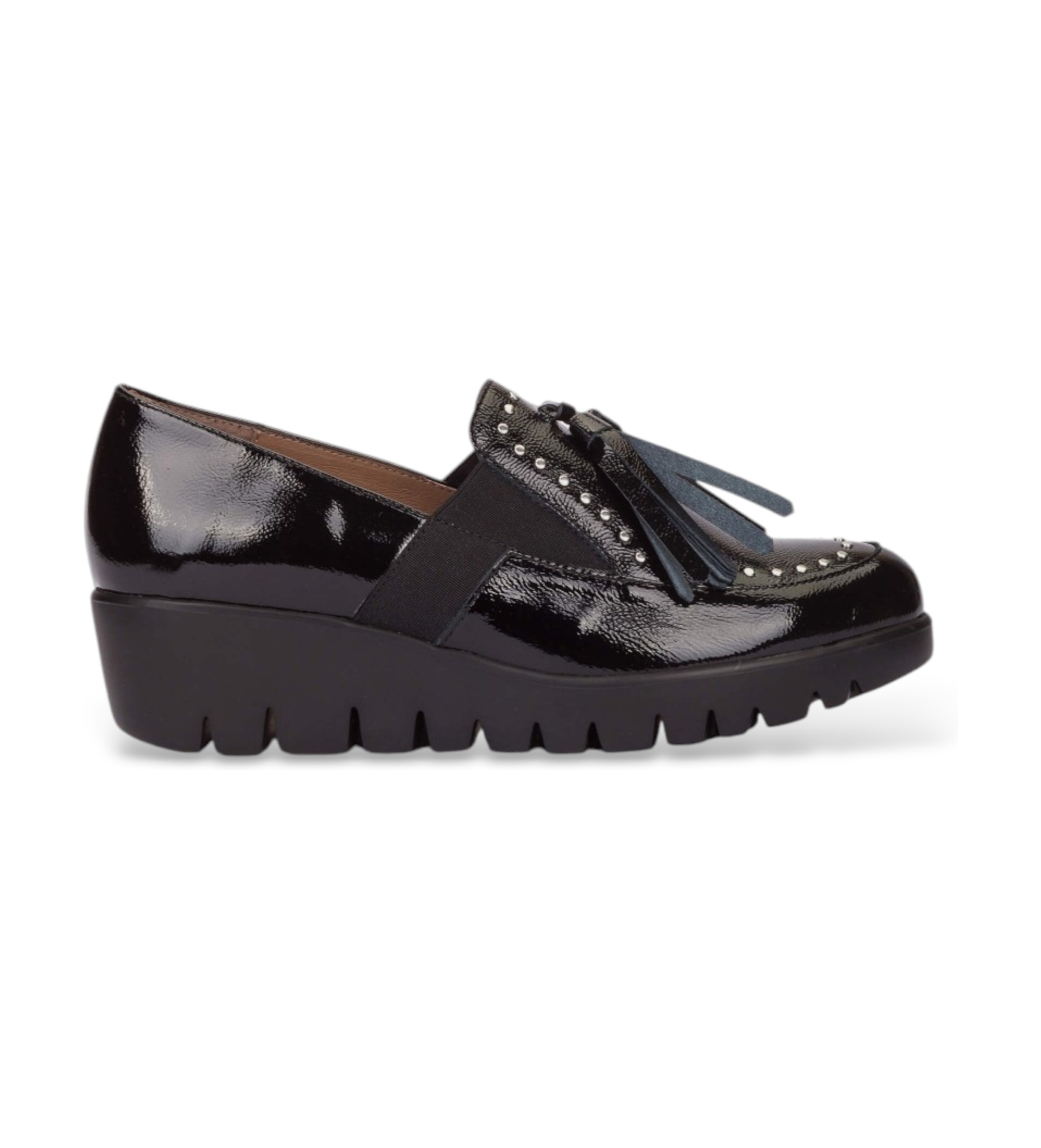 Wonders für Damen. C-33361_2024_5792 Fly 361 Mokassins aus Leder in Schwarz (39), 3 bis 5 cm, Keine, Lässig, Lackleder