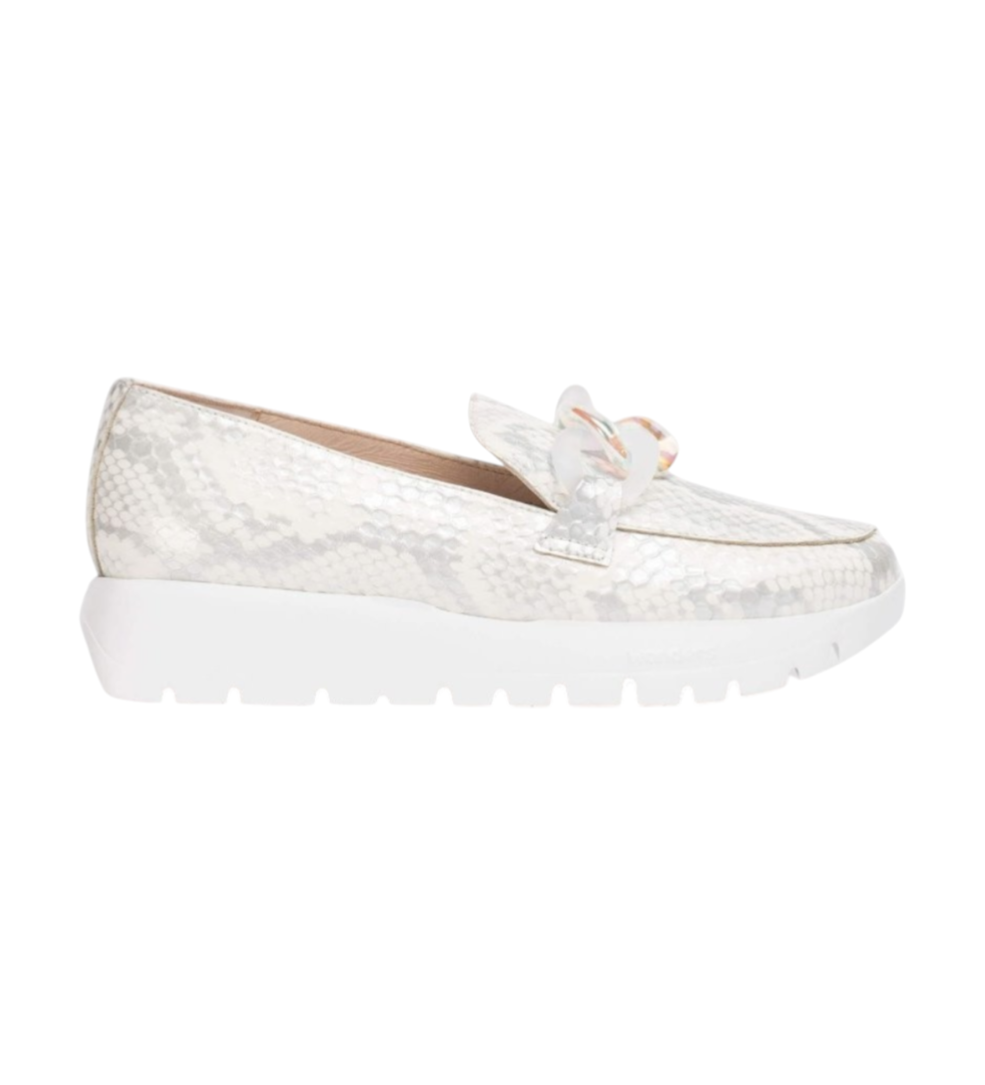 Wonders für Damen. A-2444_3839_6284 Rose Leder Mokassins weiß (37), 3 bis 5 cm, Keine, Lässig