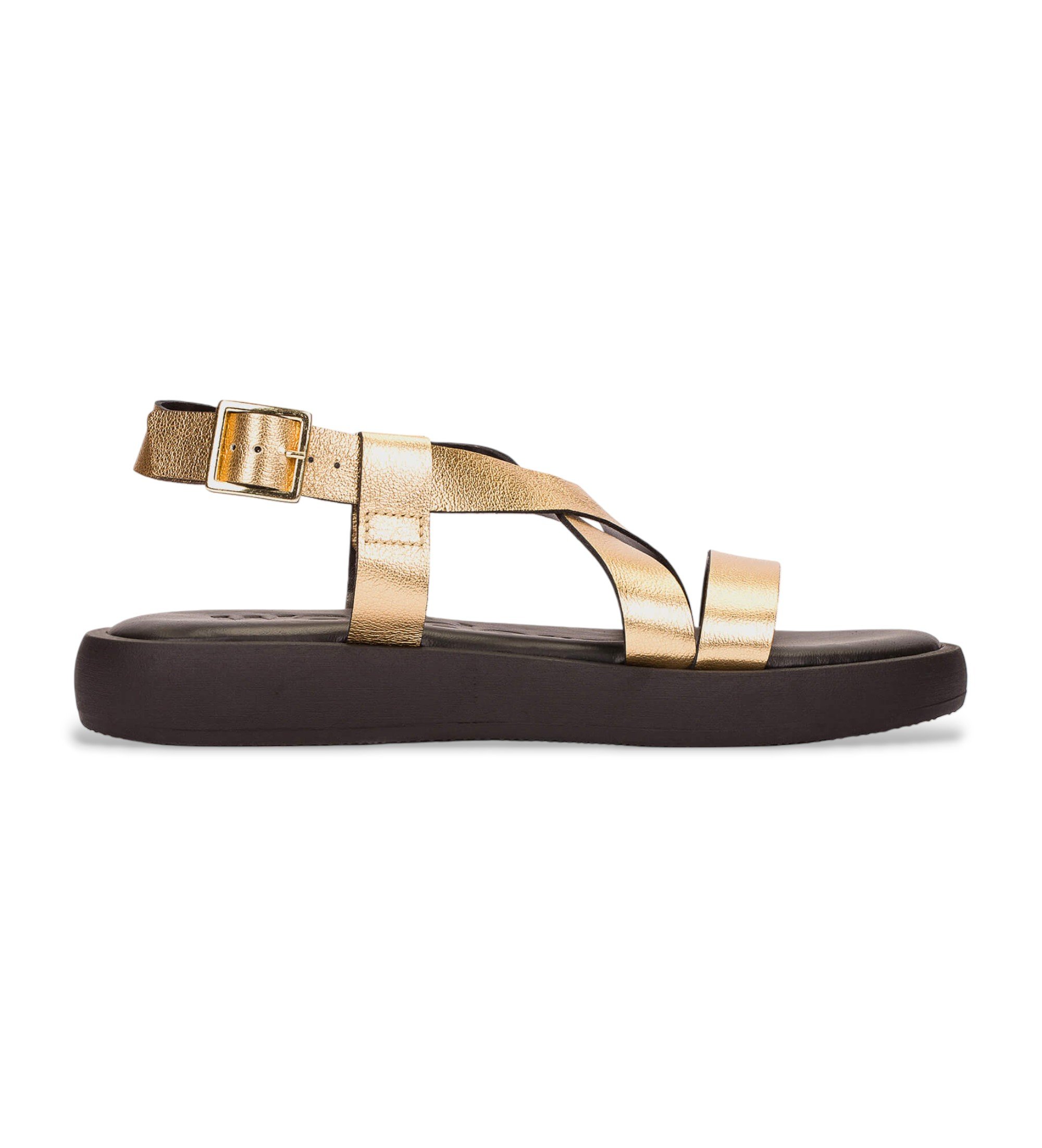 Wonders für Damen. AB-1402 Goldene Austra Ledersandalen (40), Wohnung, Schnalle, Lässig