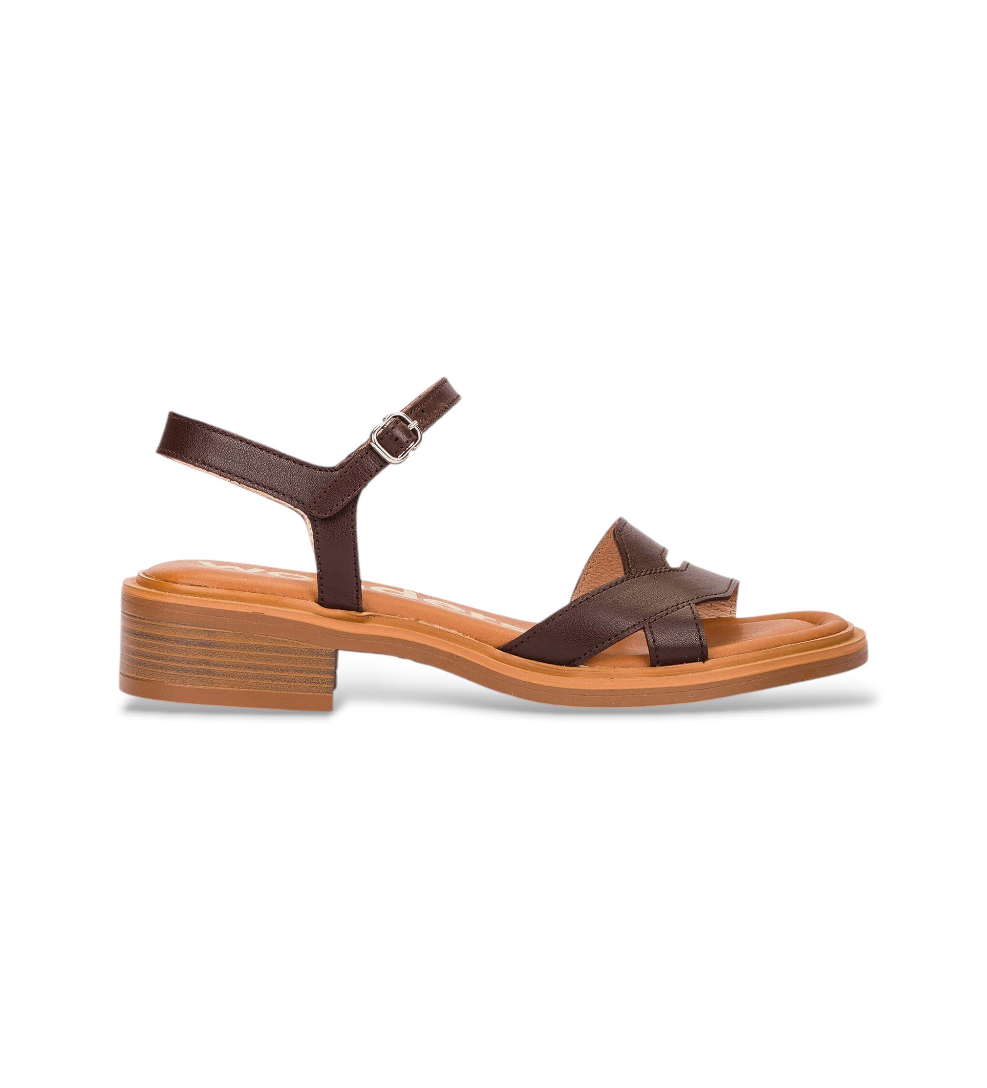 Wonders für Damen. B-9610 Braune Tokat-Sandalen (36), Leder, 1 bis 3 cm, Schnalle, Lässig