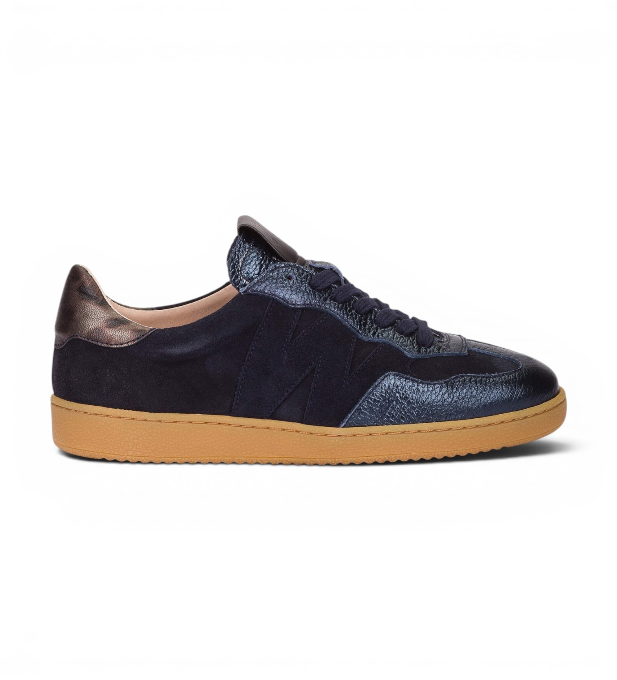Wonders für Damen. AP-2010 Leder-Sneaker Lai marineblau (41), Wohnung, Spaltleder, Schnürsenkel, Lässig