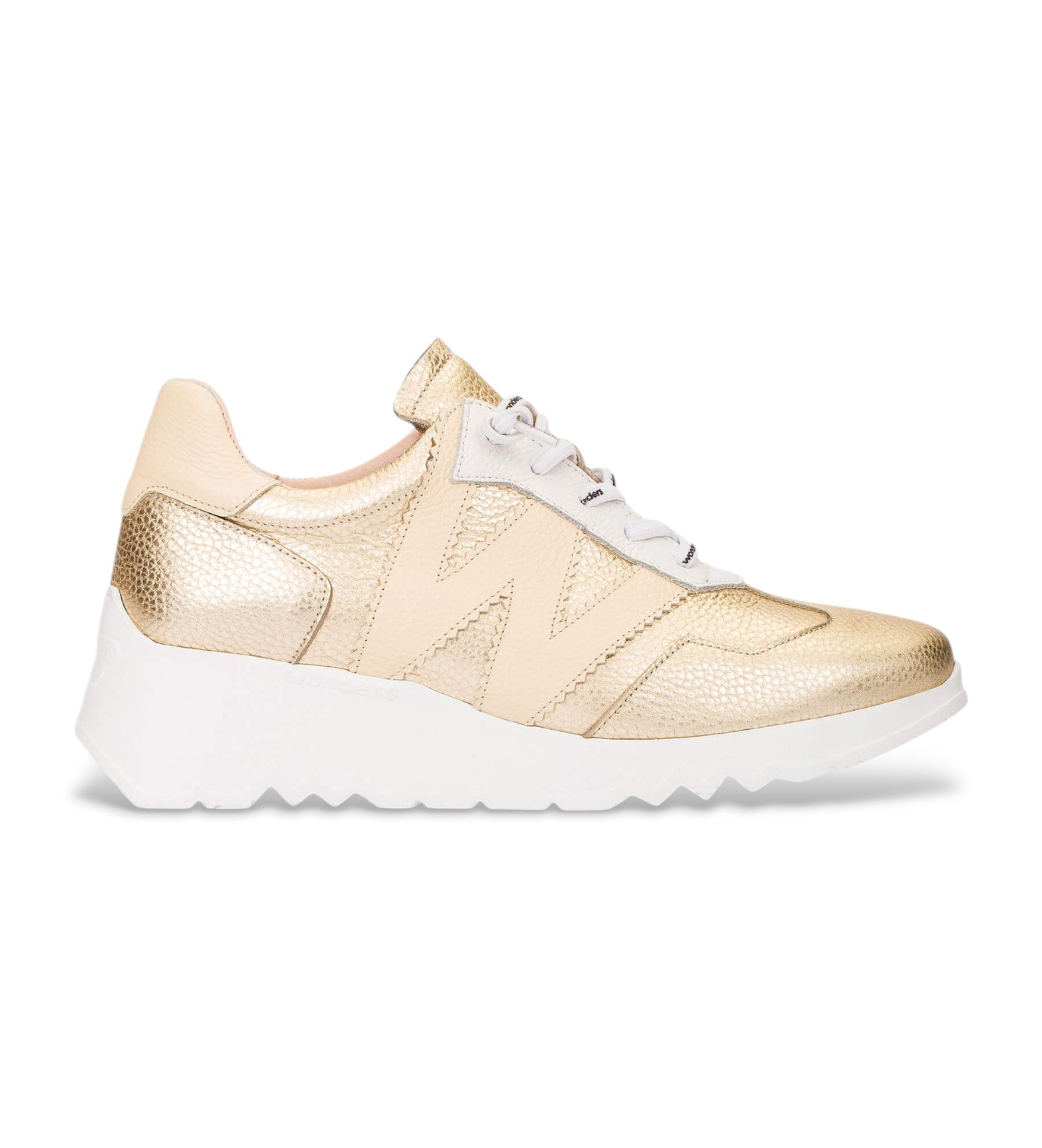 Wonders für Damen. E-6770 Kyoto gold Leder Turnschuhe (36), 1 bis 3 cm, Schnürsenkel, Lässig, Kunstleder