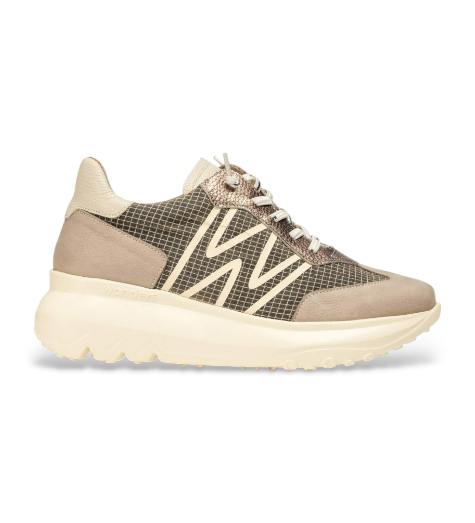 Wonders für Damen. A-4001 Turnschuhe Ultrafly 01 taupe (36), Leder, 3 bis 5 cm, Schnürsenkel, Lässig