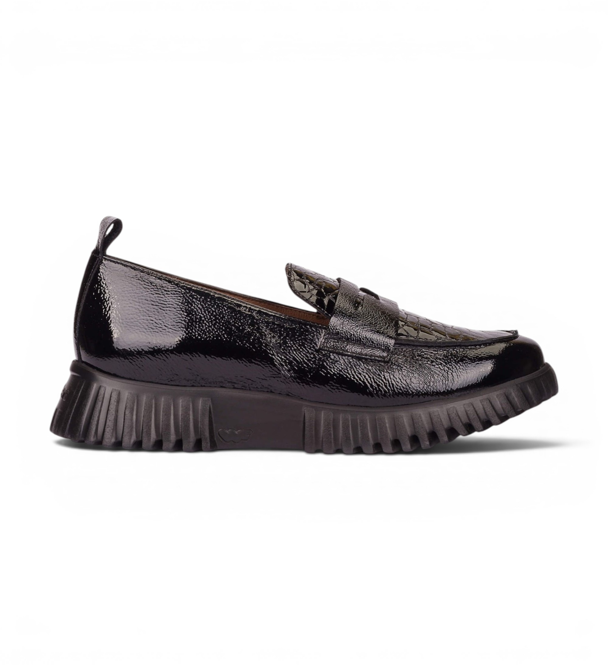Wonders für Damen. A-4420 Leder-Loafer Mix schwarz (38), Wohnung, 1 bis 3 cm, Keine, Lässig, Klassisch, Lackleder