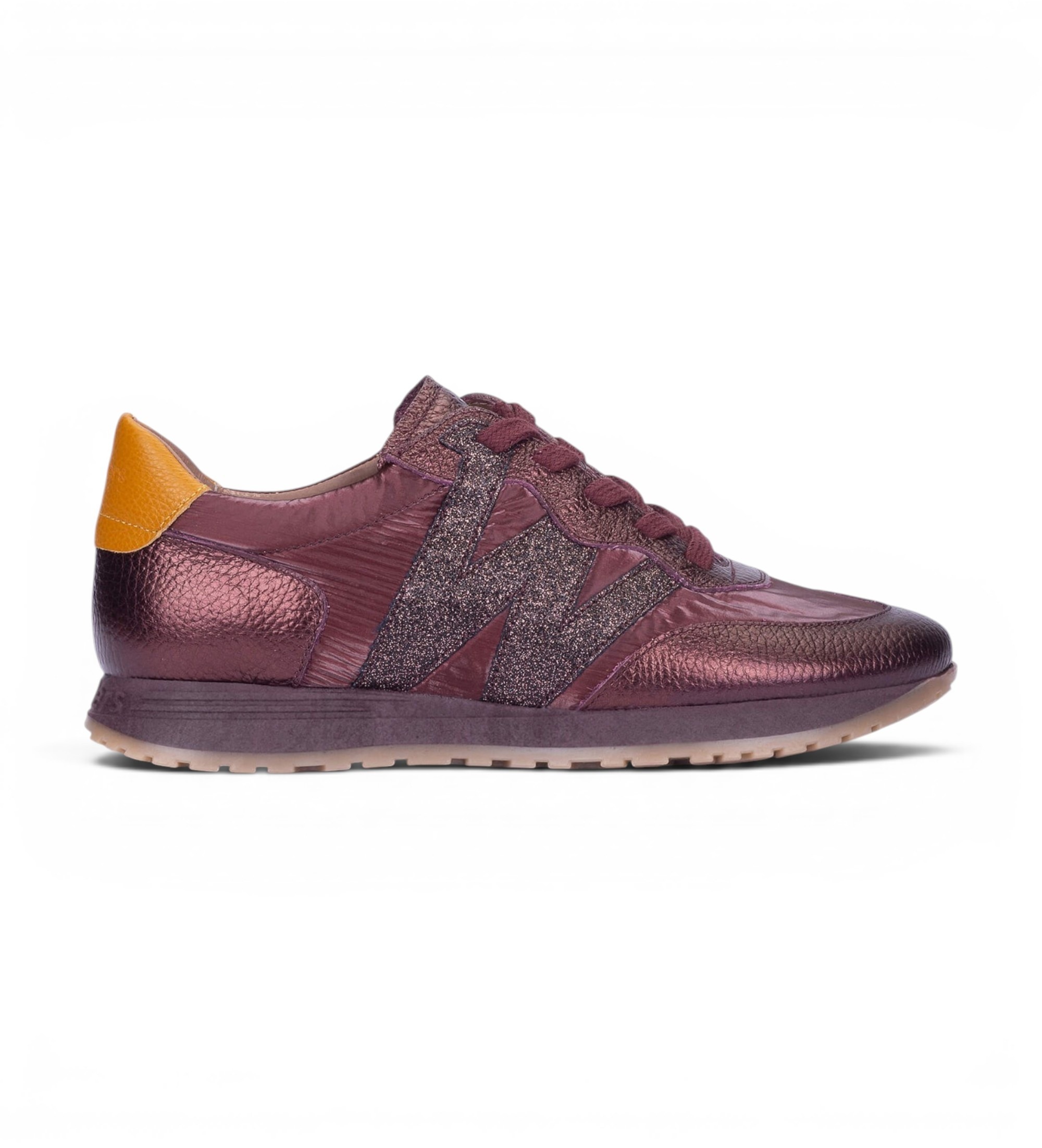Wonders für Damen. A-4810 Leder-Sneaker Tot weinrot (38), Wohnung, Schnürsenkel, Lässig, Kastanienbraun