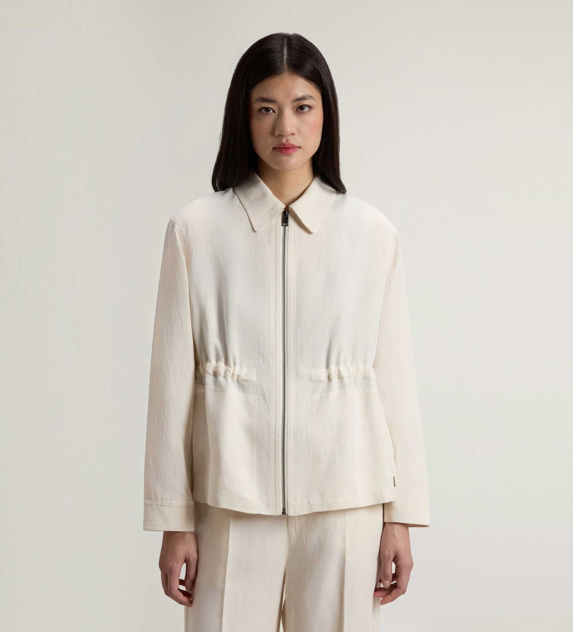 Woolrich für Damen. CFWWOS2021FRUT3043 Hemdjacke aus beigem Leinengemisch (M), Lässig, Lyocell