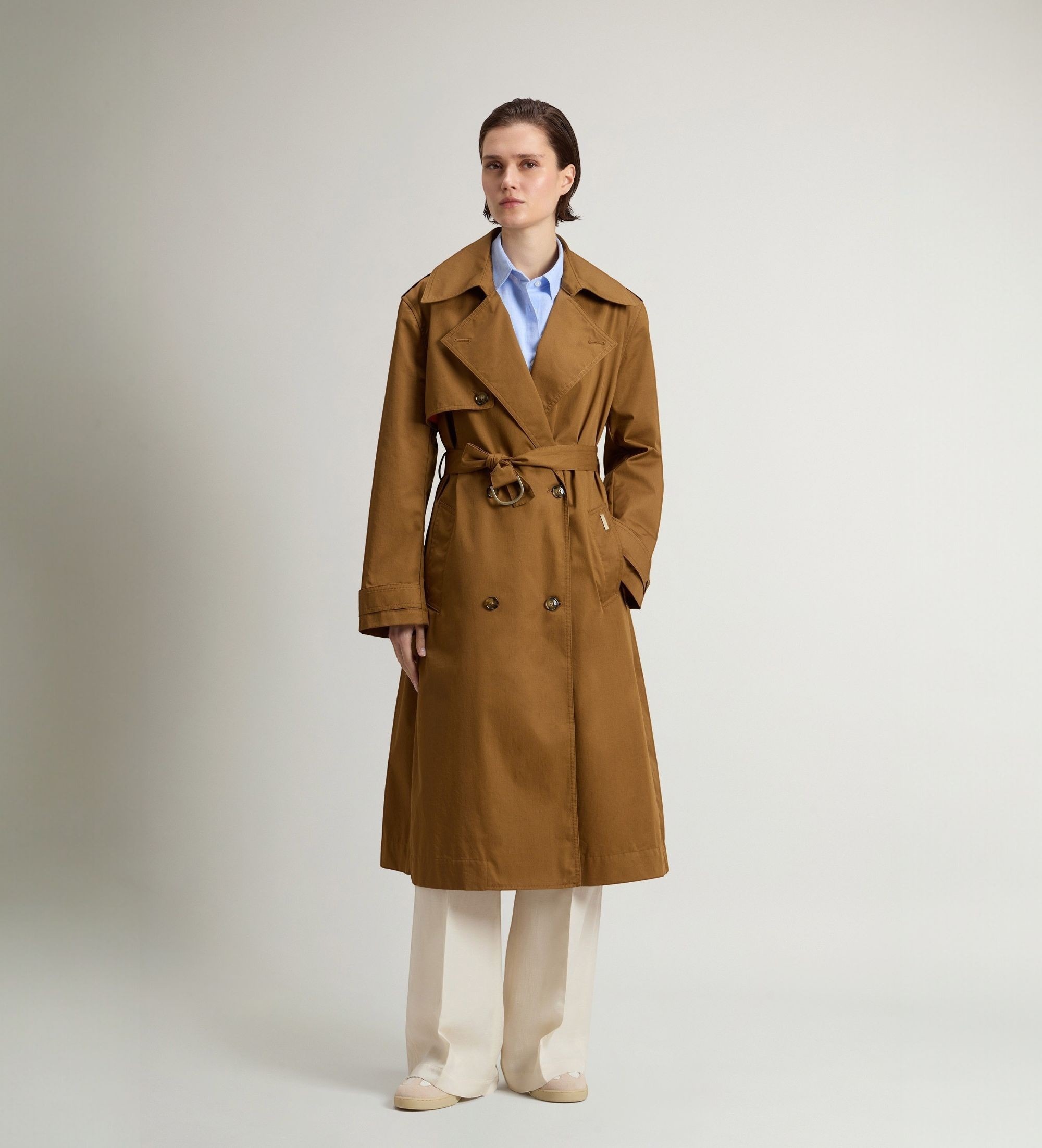 Woolrich für Damen. CFWWOU2251FRUT5303 Gabardine aus reiner Baumwolle (S), Braun, Lässig